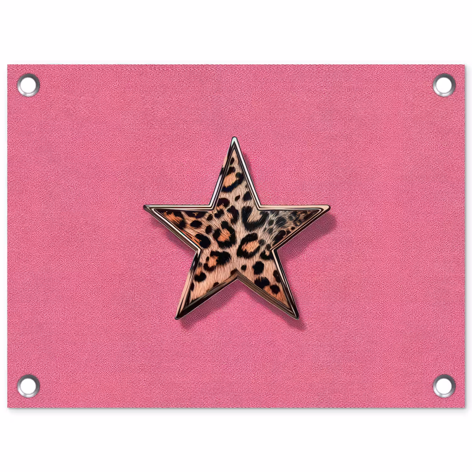 Ster - Luipaard - Print - Roze tuinposter los doek klein -3d