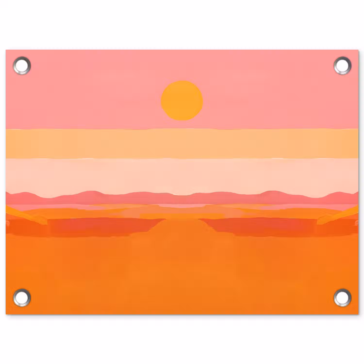 Zon - Abstract - Landschap - Oranje tuinposter los doek klein -3d