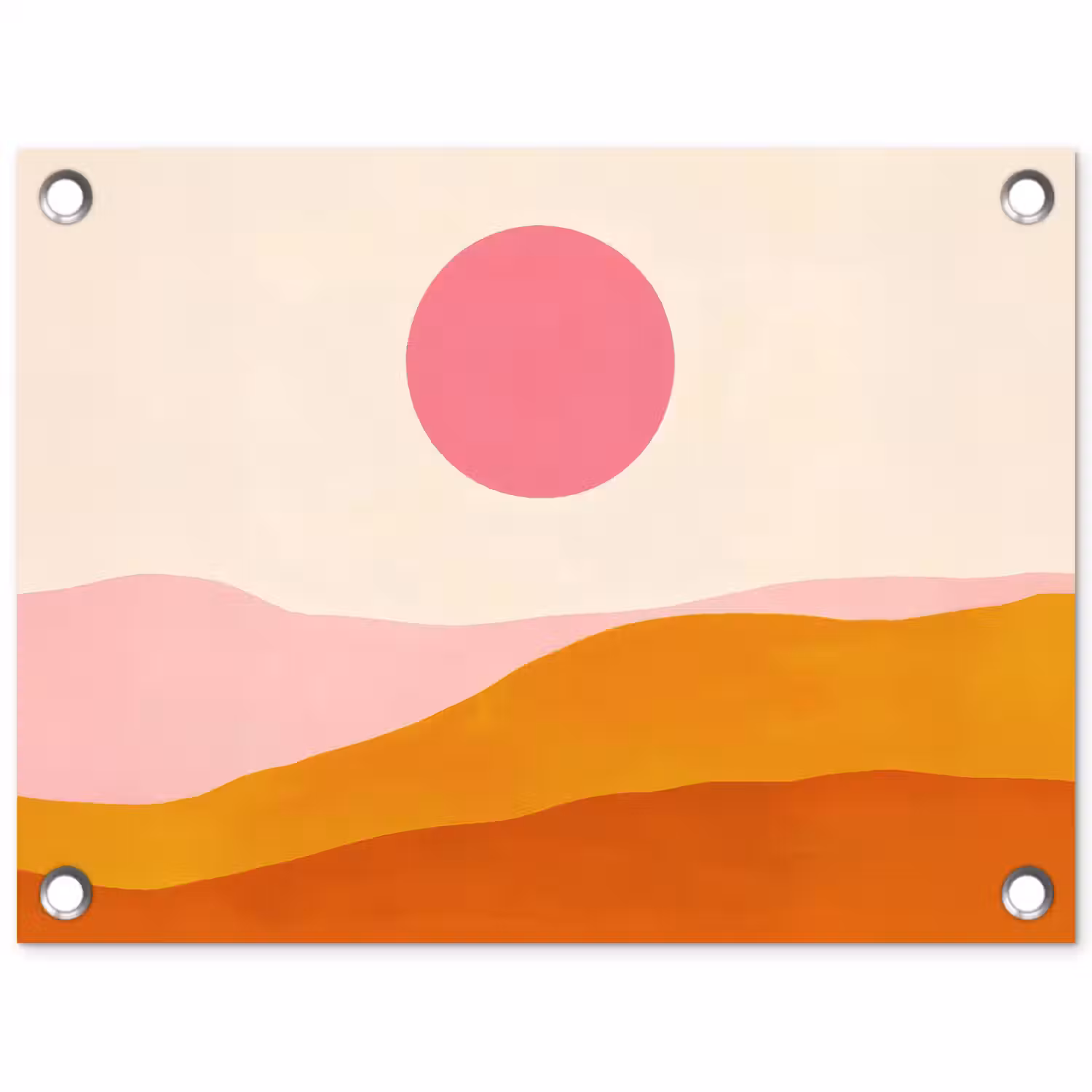 Zon - Heuvels - Abstract - Roze tuinposter los doek klein -3d