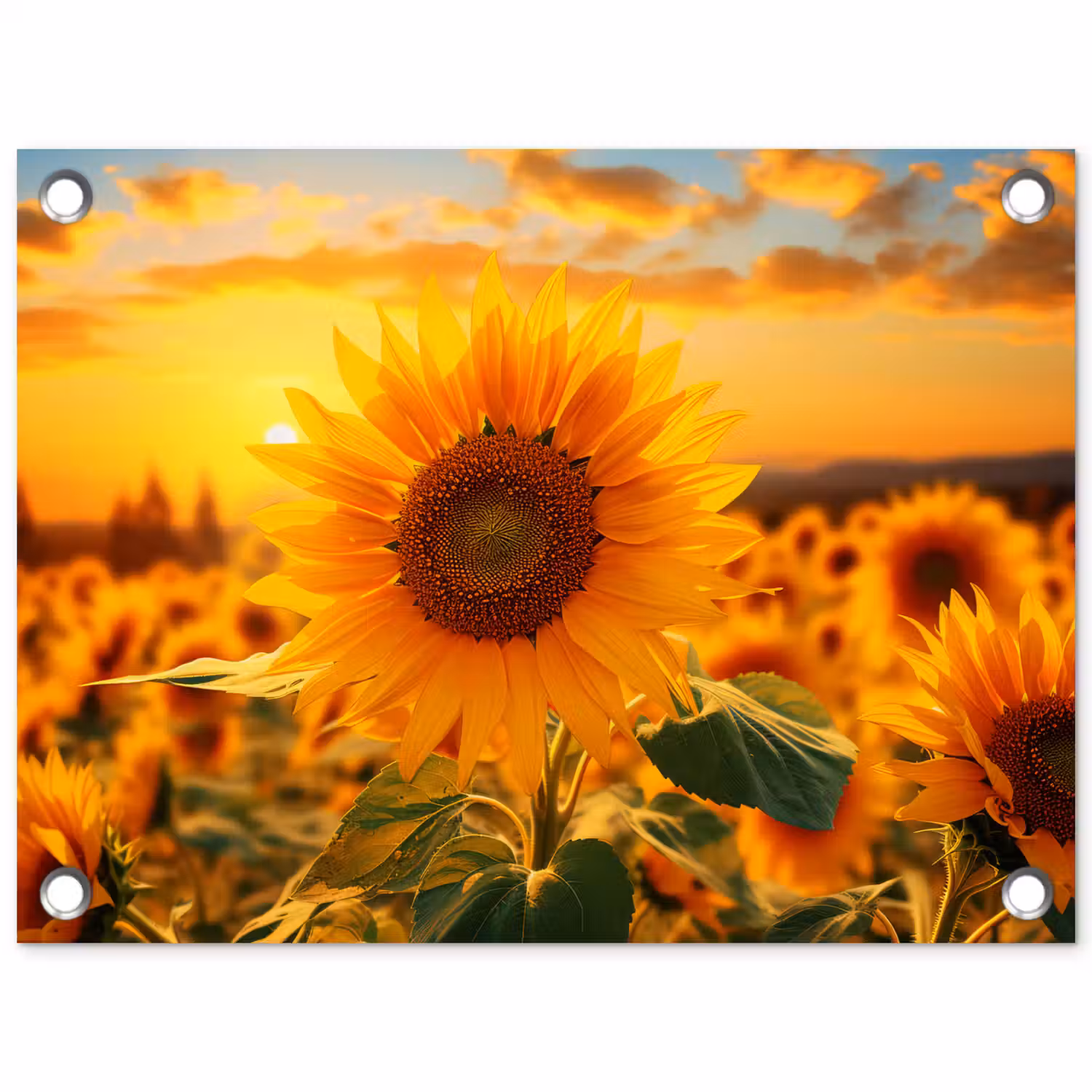 Zonnebloem in de avondzon tuinposter los doek klein -3d