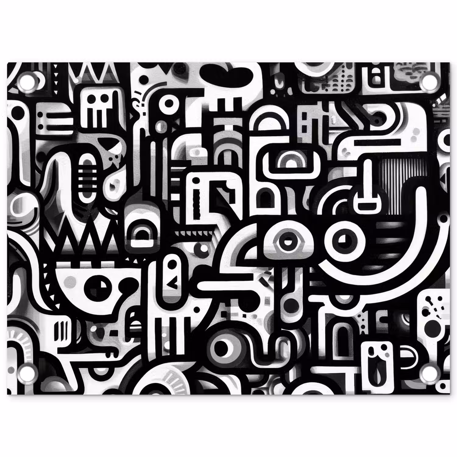Symbolen - Abstract - Grafisch - Zwart tuinposter los doek klein -3d