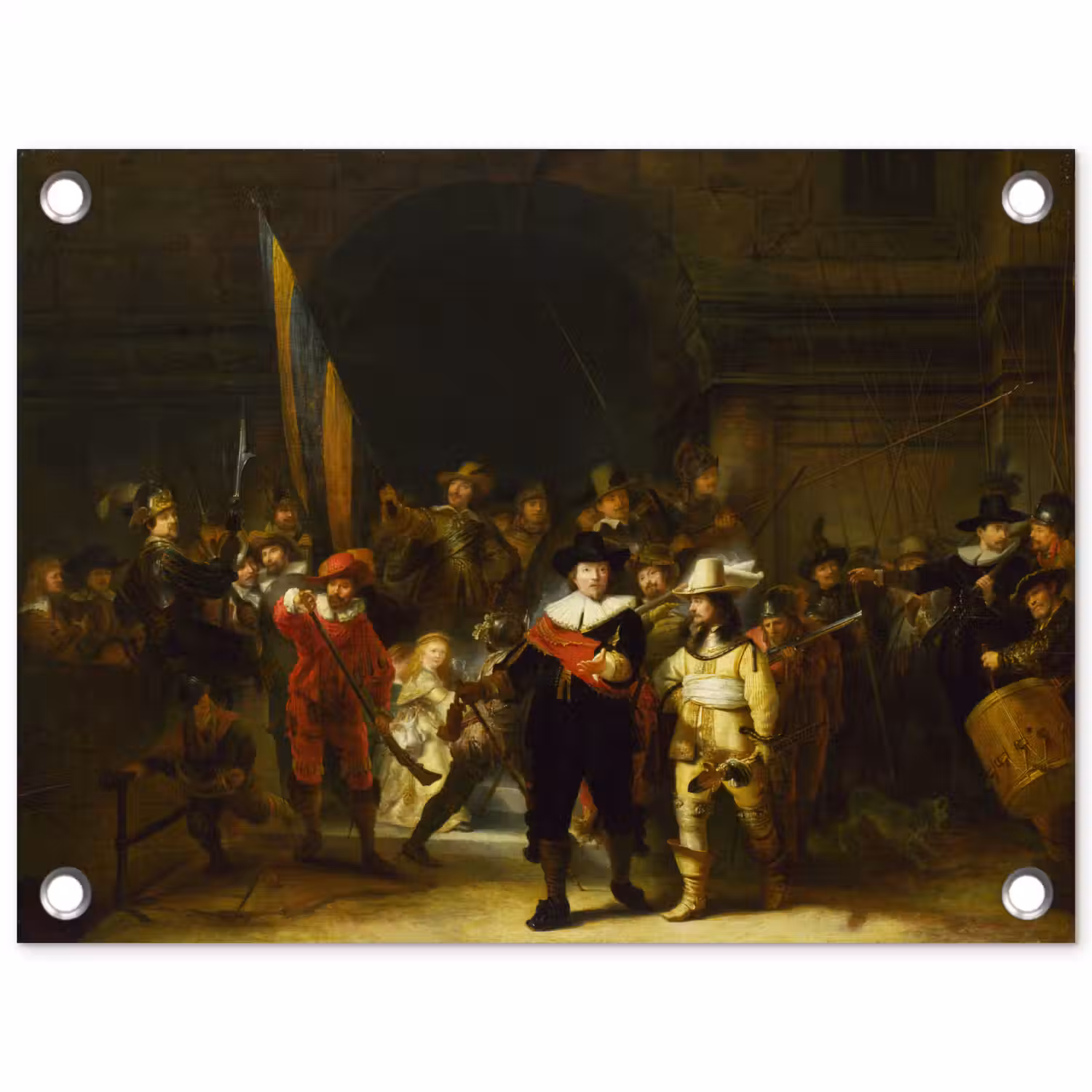 De Nachtwacht - Rembrandt van Rijn tuinposter los doek klein -3d