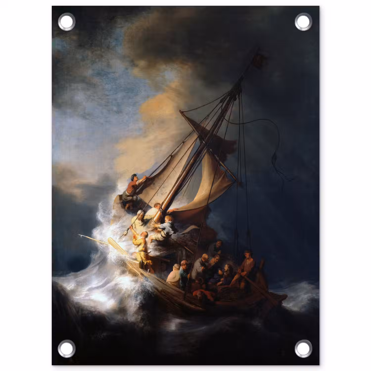 De storm op het meer van Galilea - Rembrandt van Rijn tuinposter los doek klein -3d