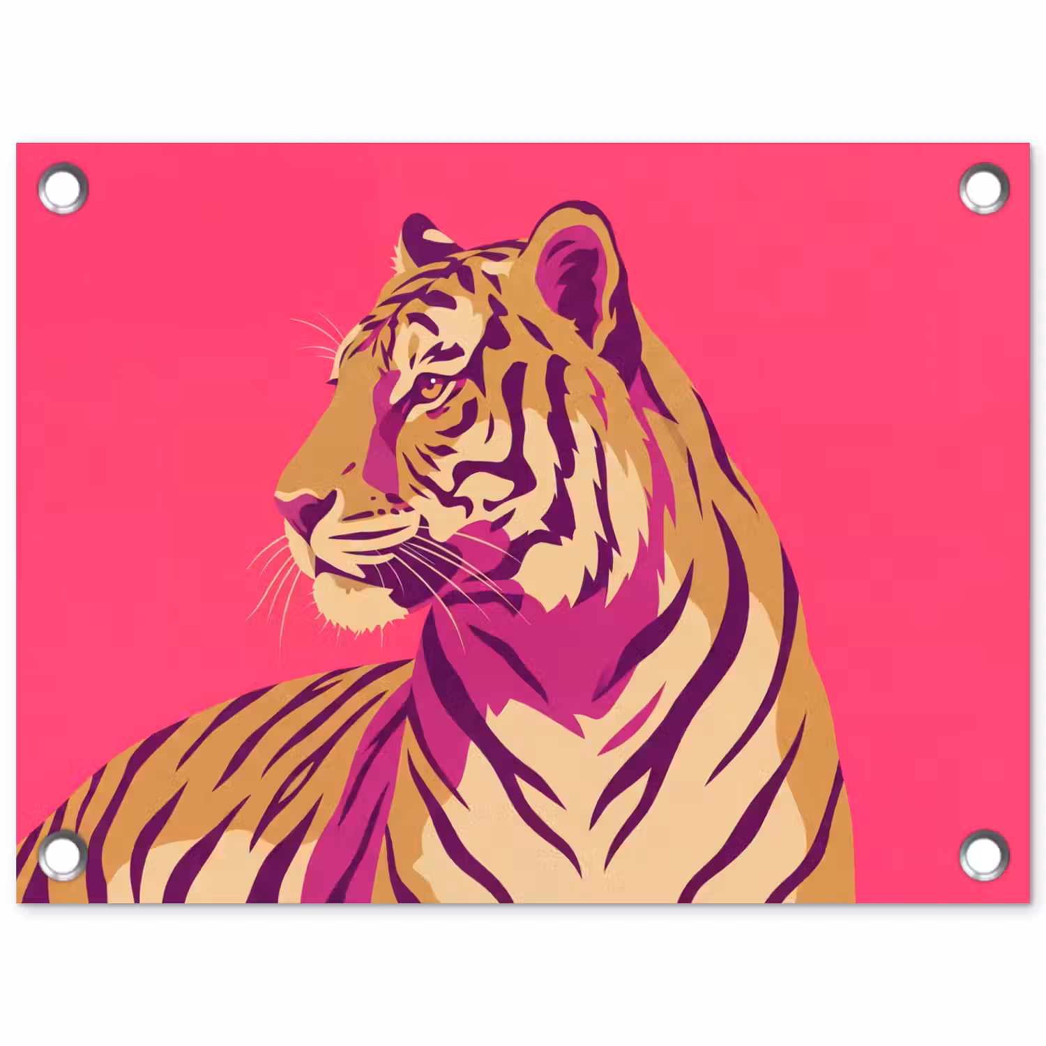 Tijger - Modern - Neon tuinposter los doek klein -3d