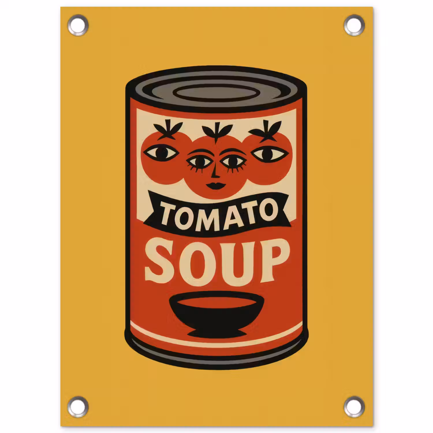Tomatensoep - Gezichtje - Illustratie - Rood tuinposter los doek klein -3d