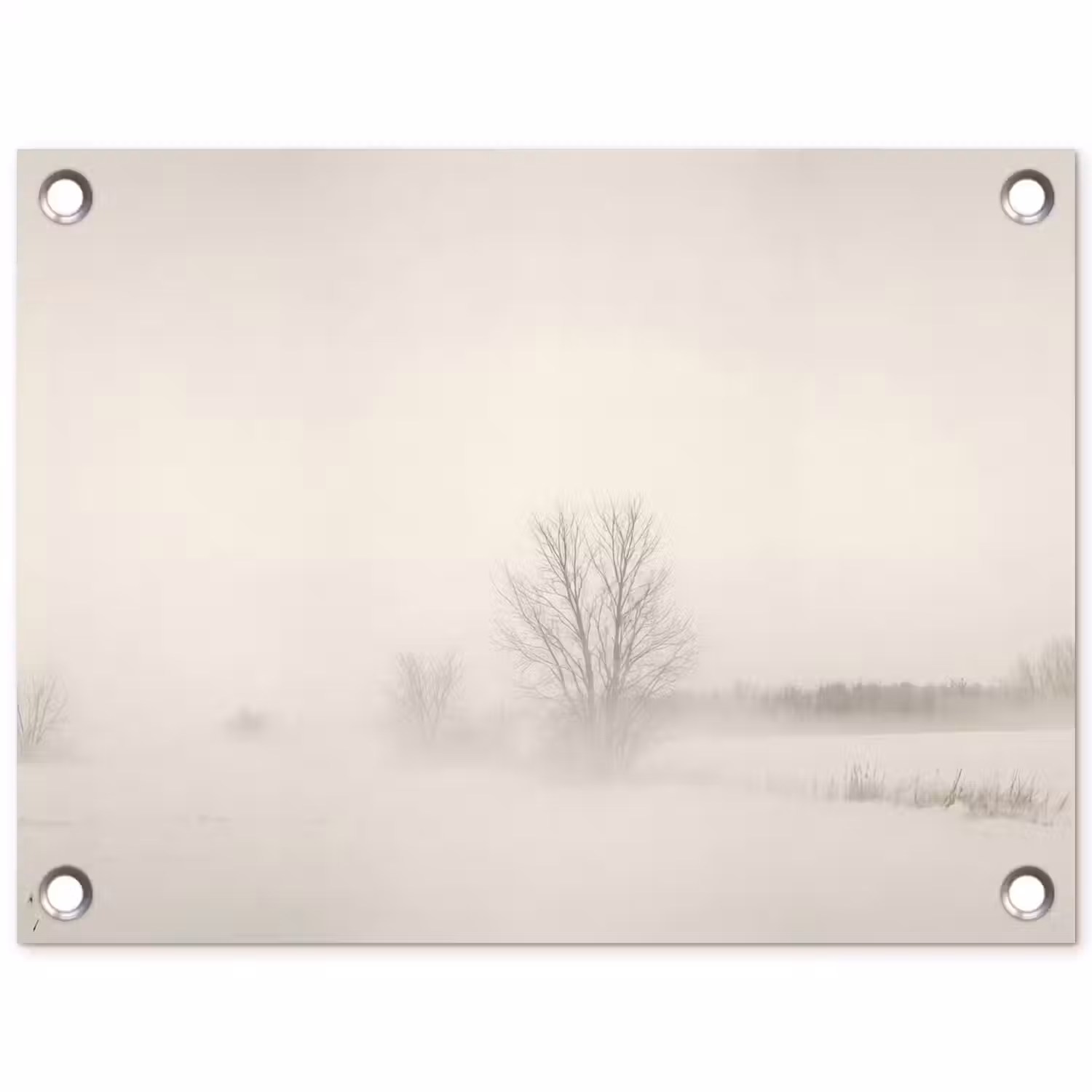 Boom - Mist - Sneeuw - Winter - Minimalistisch tuinposter los doek klein -3d