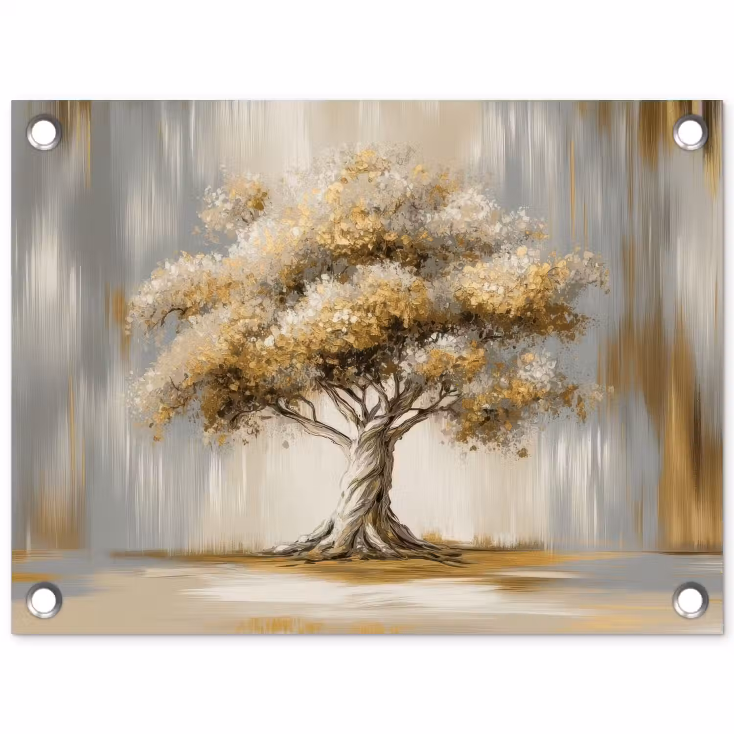 Boom - Bladeren - Abstract - Wit tuinposter los doek klein -3d