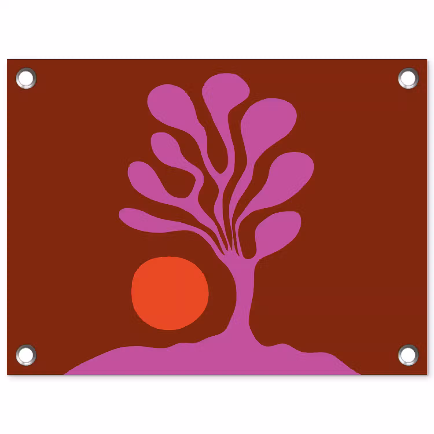 Boom - Paars - Cirkel - Vloeiend tuinposter los doek klein -3d
