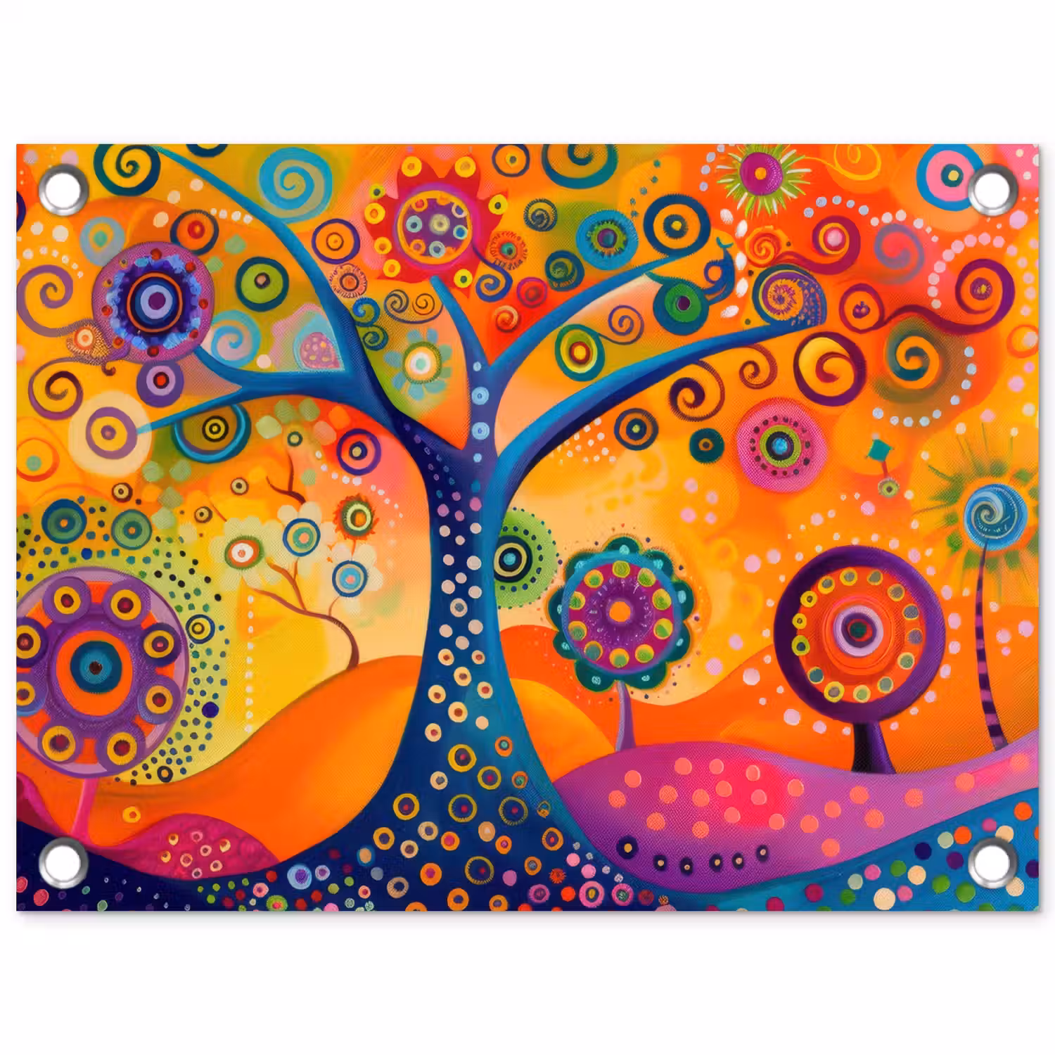 Boom - Levensboom - Abstract - Kleurrijk tuinposter los doek klein -3d