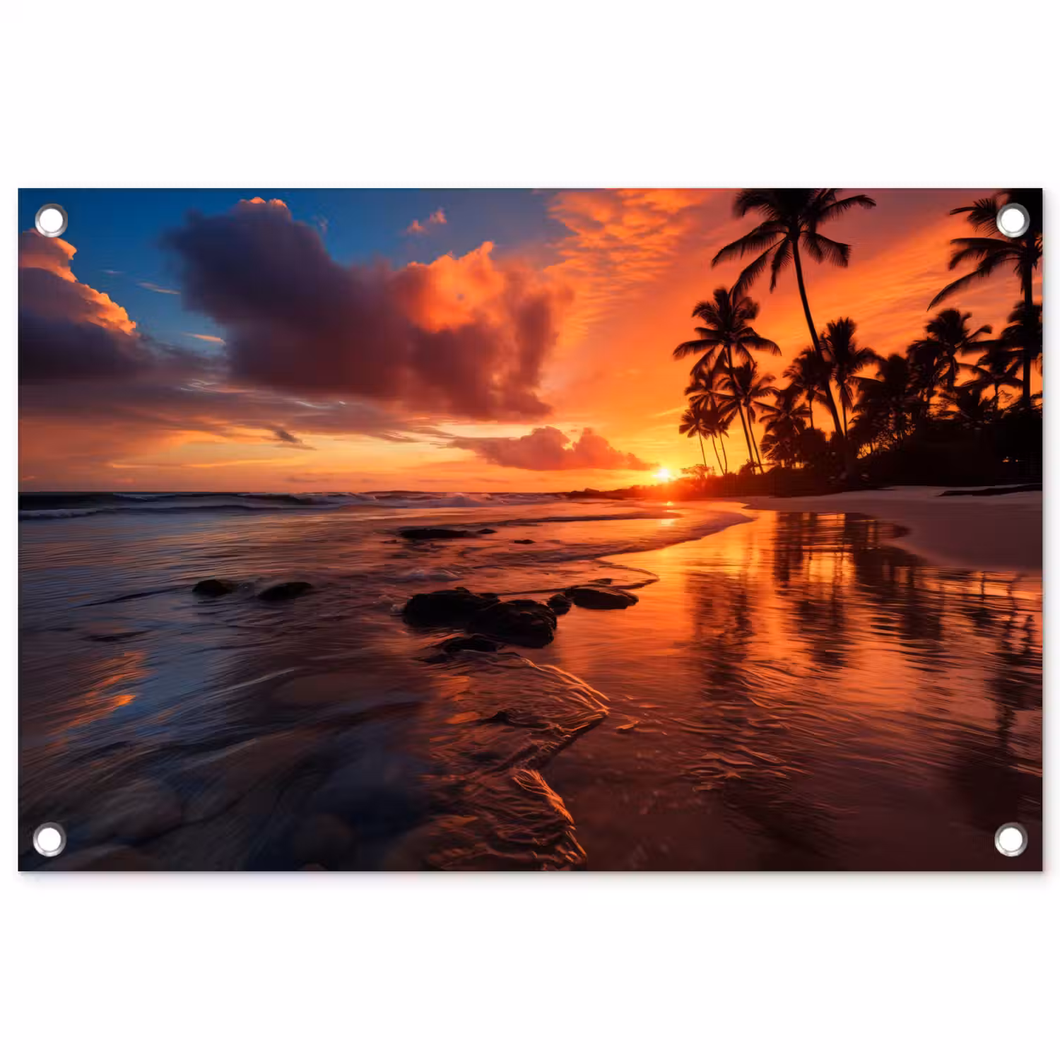 Tropische Zonsondergang tuinposter los doek klein -3d