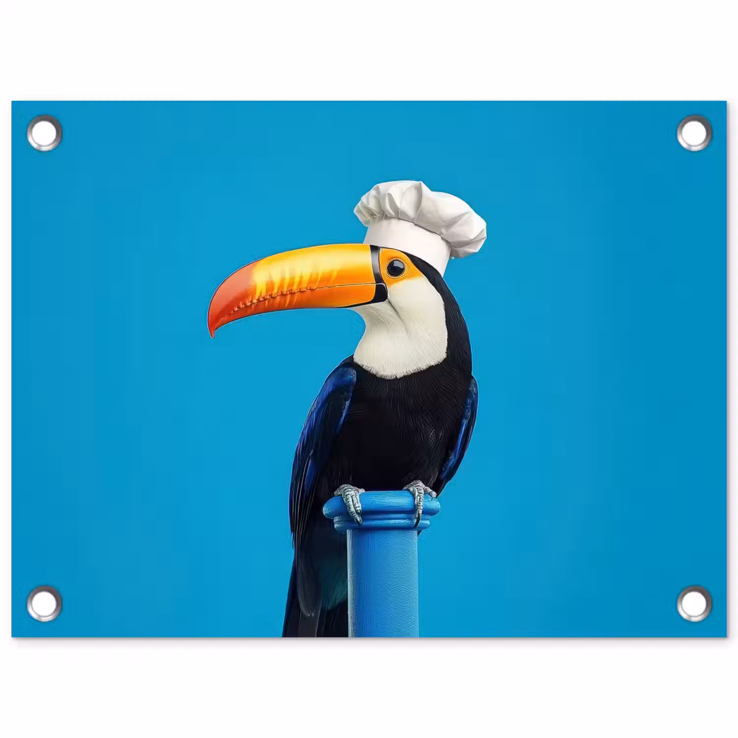 Tucan - Sokkel - Vogel - Koksmuts tuinposter los doek klein -3d