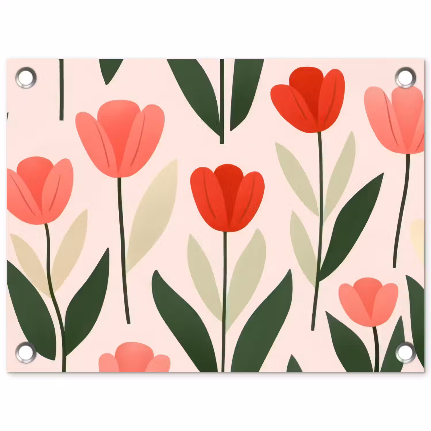 Tulpen - Modern - Roze tuinposter los doek klein -3d