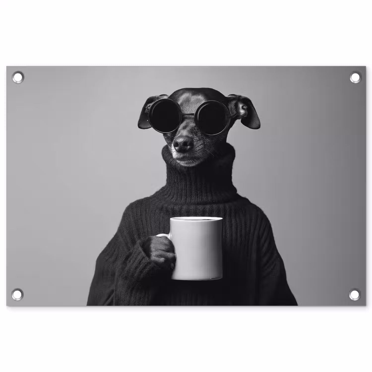 Coltrui - Hond - Bril - Mok tuinposter los doek klein -3d