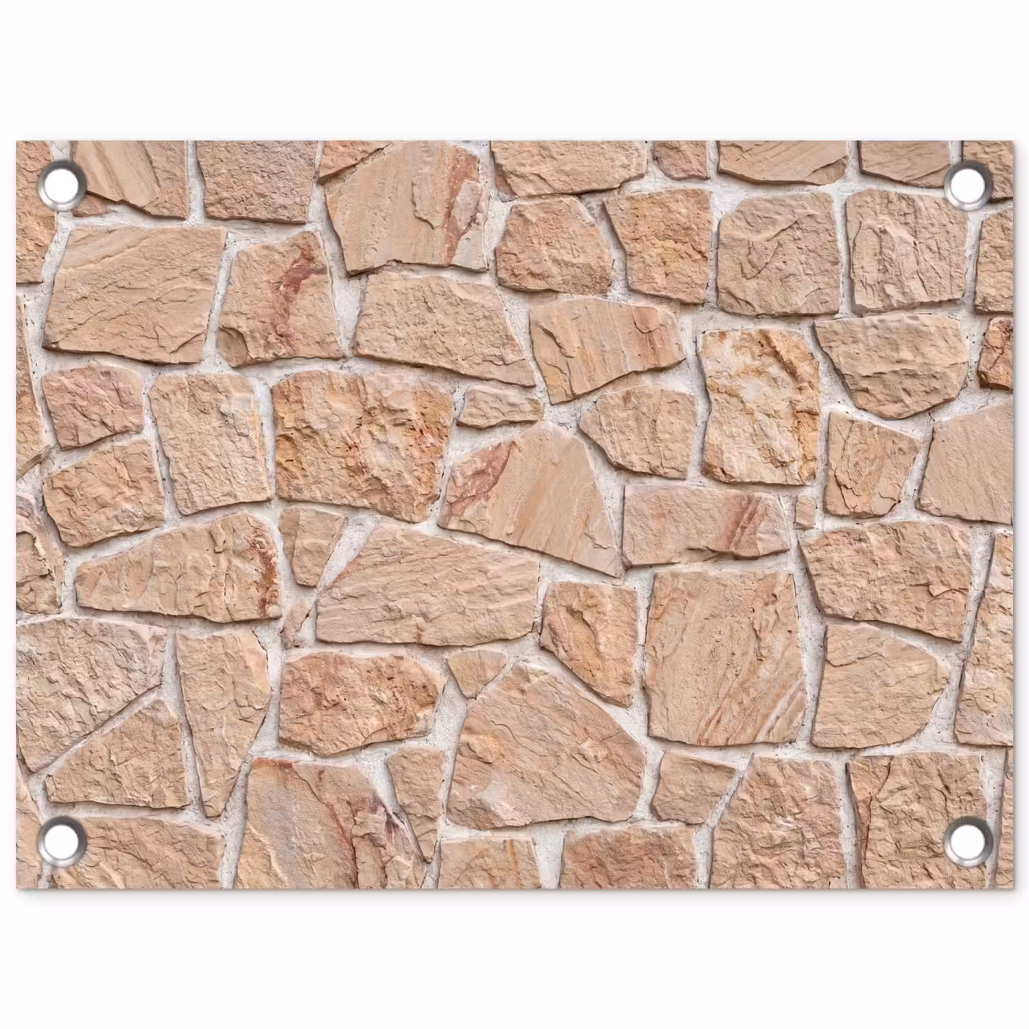 Muur - Steen - Patroon - Rustiek - Beige tuinposter los doek klein -3d