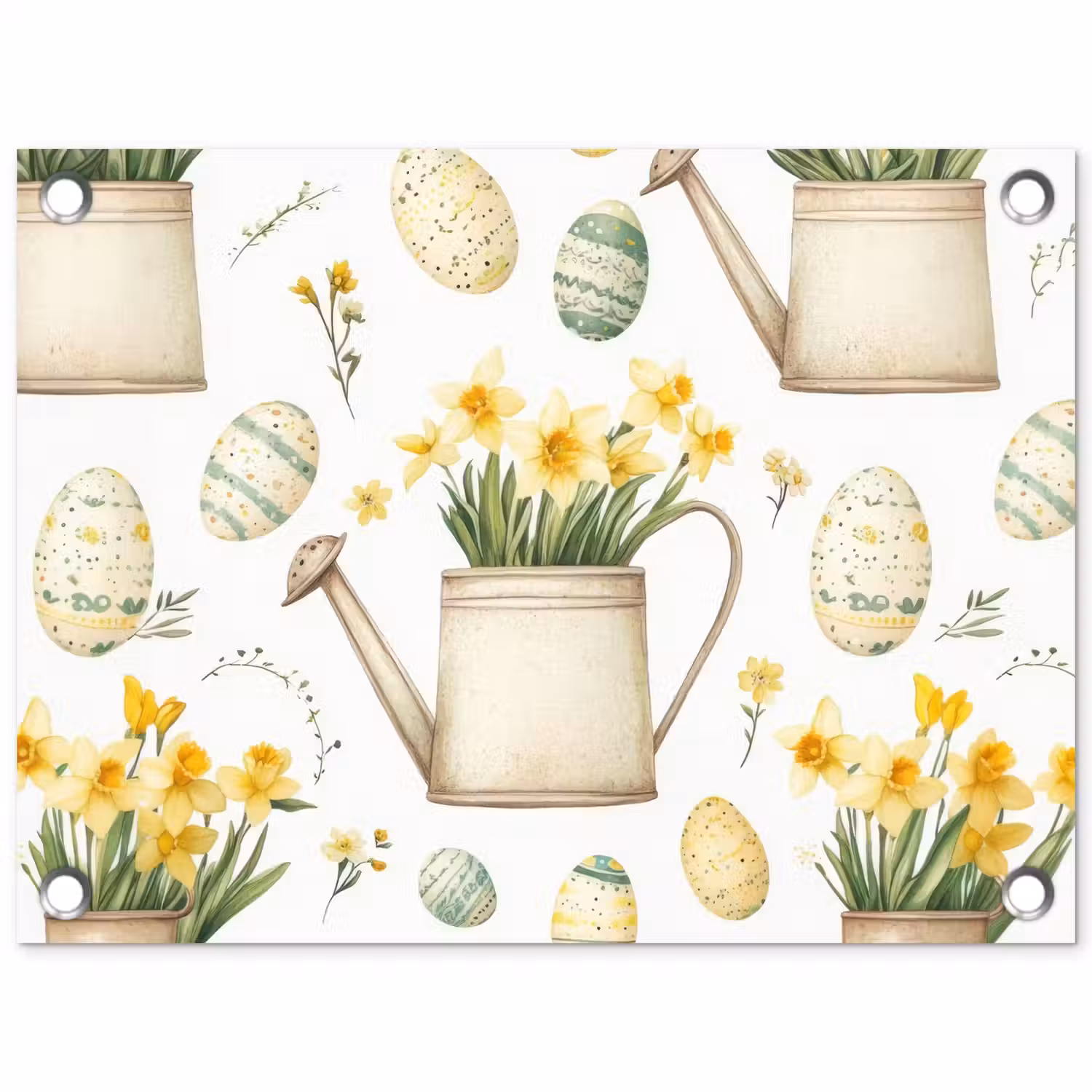 Gieter - Bloemen - Eieren tuinposter los doek klein -3d