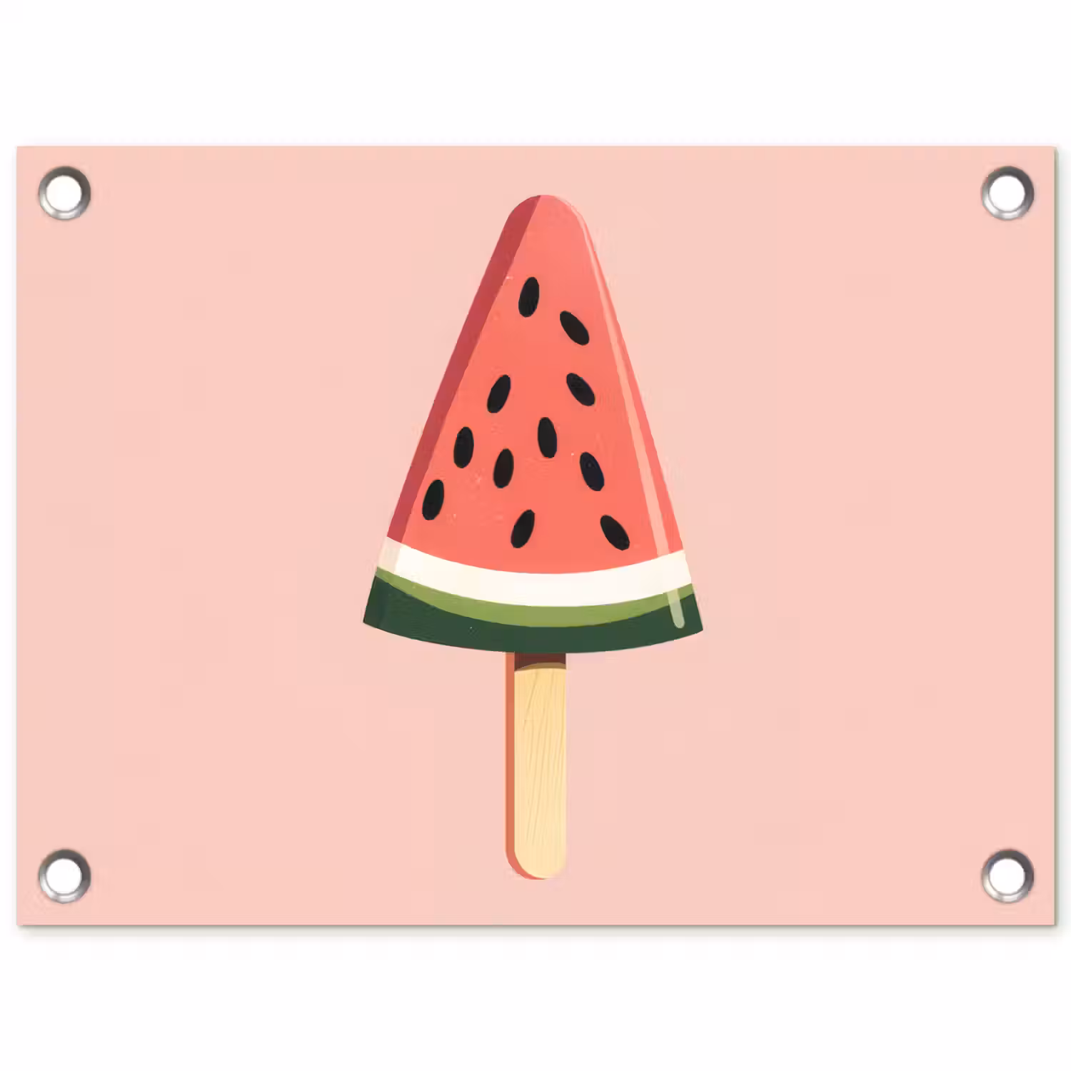 Watermeloen - Ijsje - Pitjes - Rood tuinposter los doek klein -3d