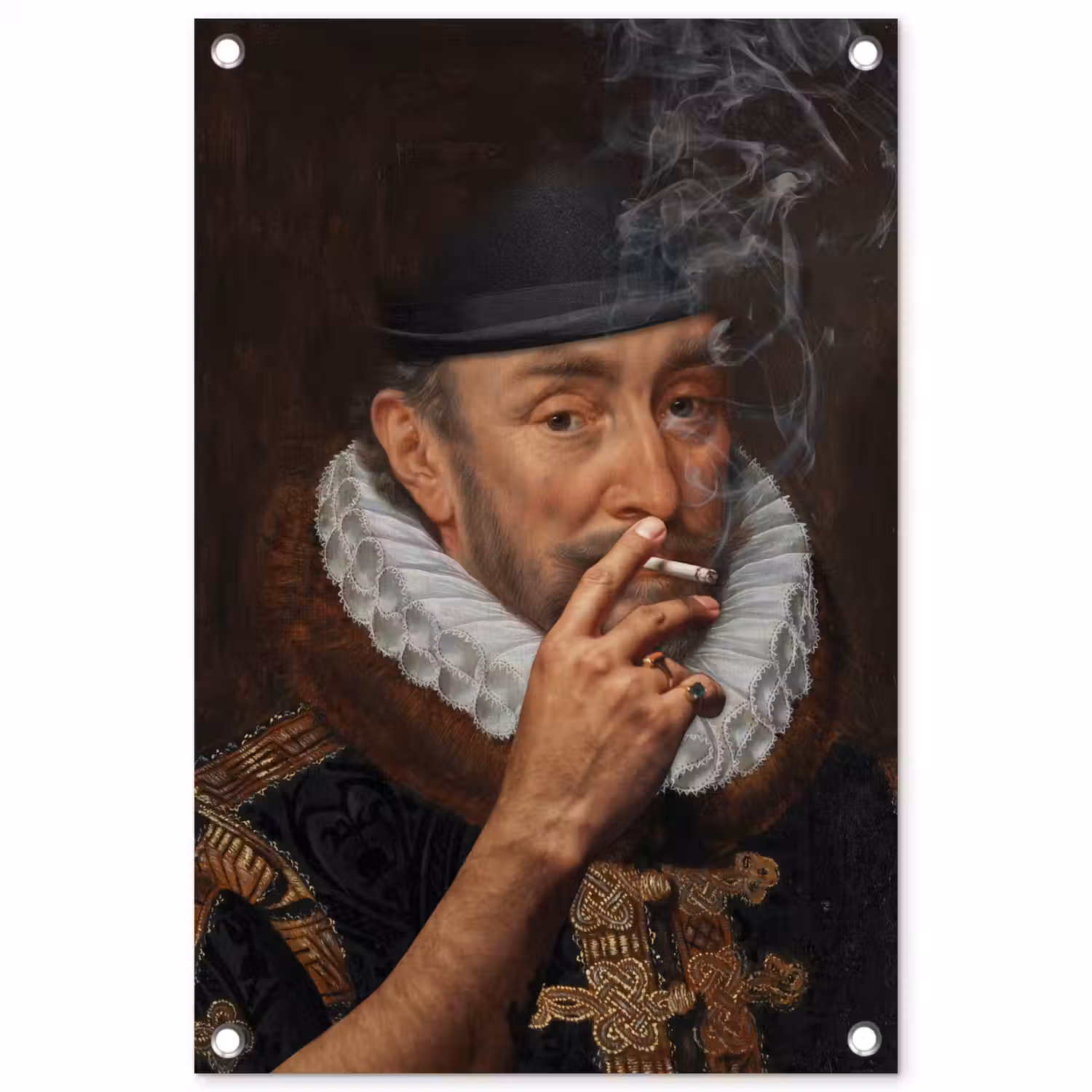 Willem van Oranje - Adriaen Thomasz - Sigaretten - Rook tuinposter los doek klein -3d