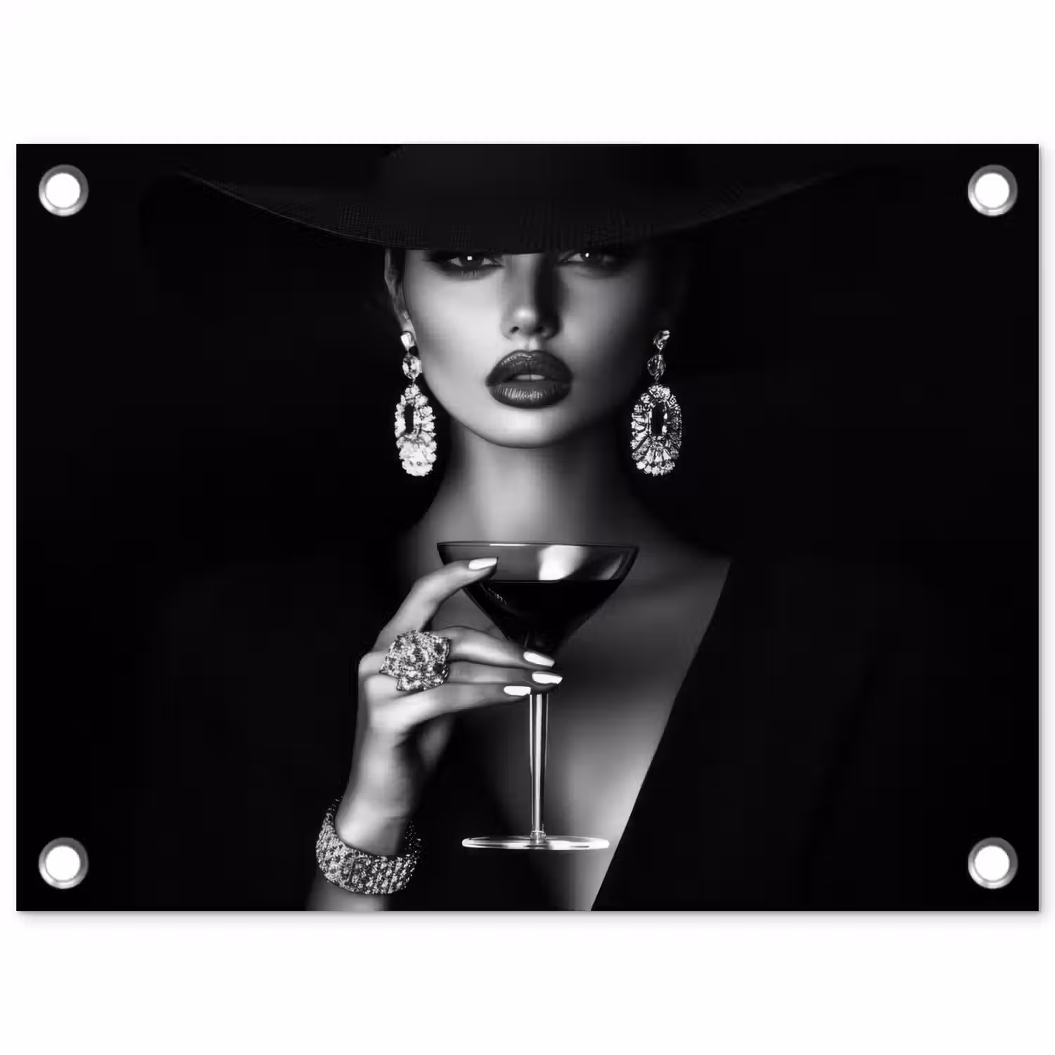 Vrouw - Cocktail - Chic tuinposter los doek klein -3d