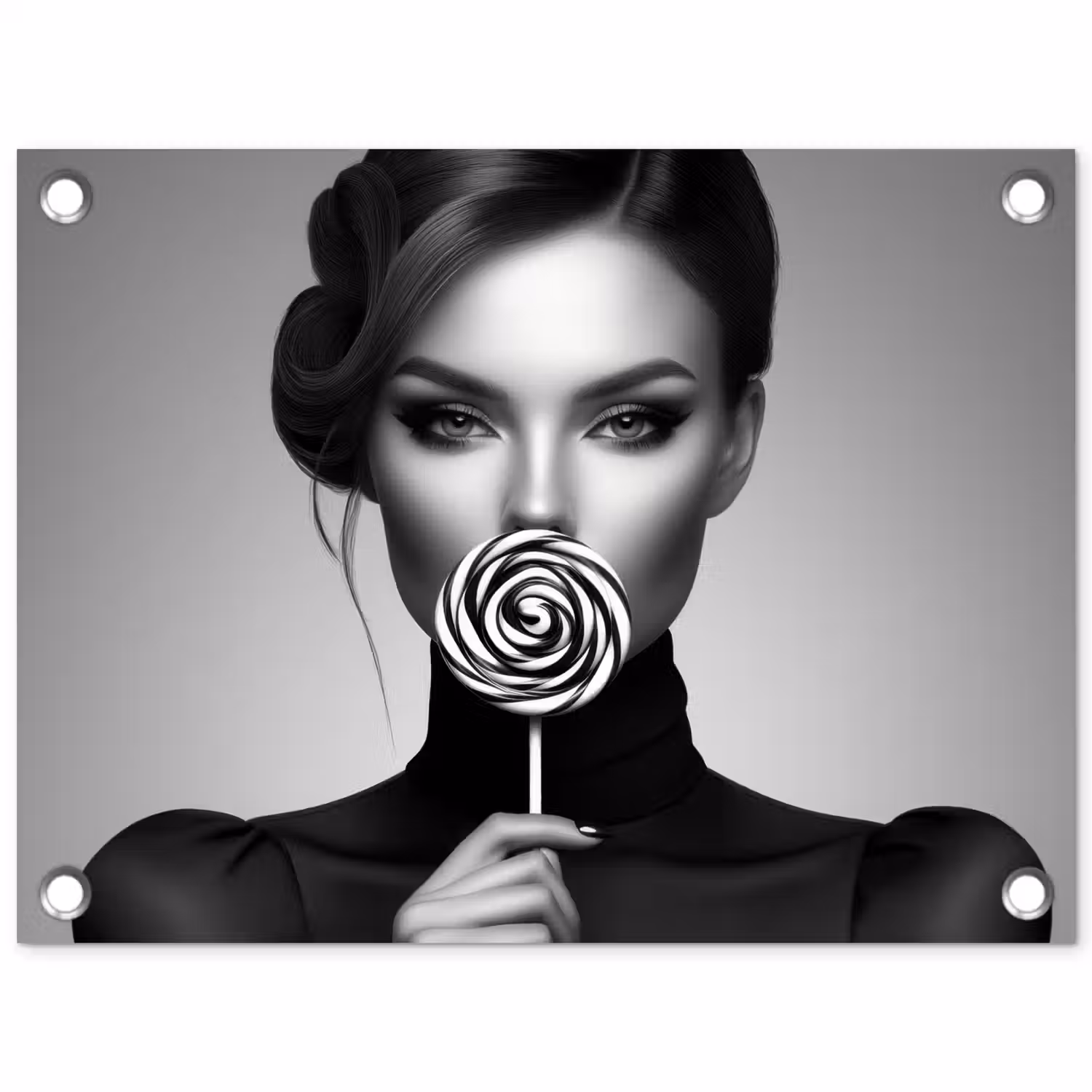 Vrouw - Lolly - Zwart tuinposter los doek klein -3d