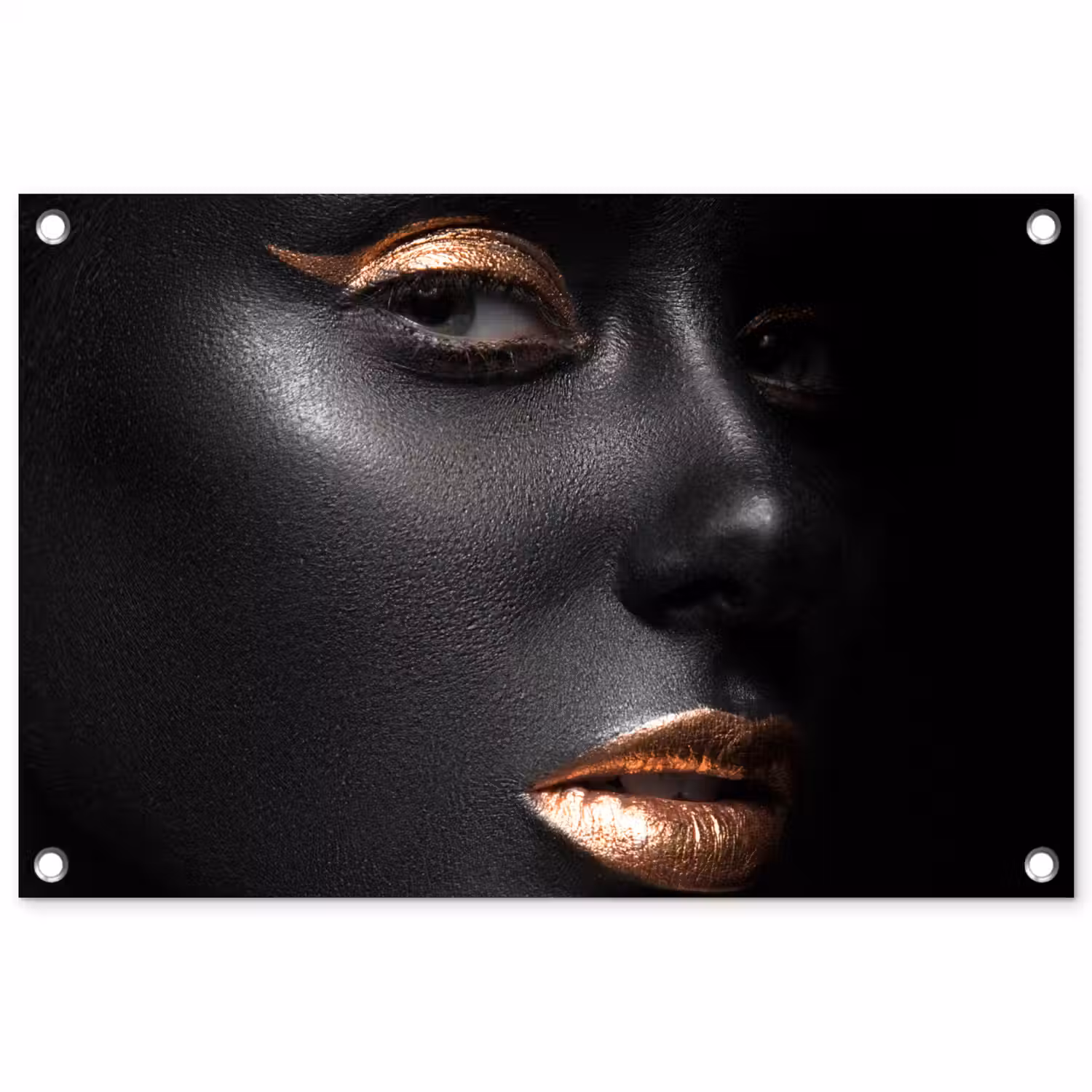 Vrouw - Make-up - Koper - Zwart tuinposter los doek klein -3d
