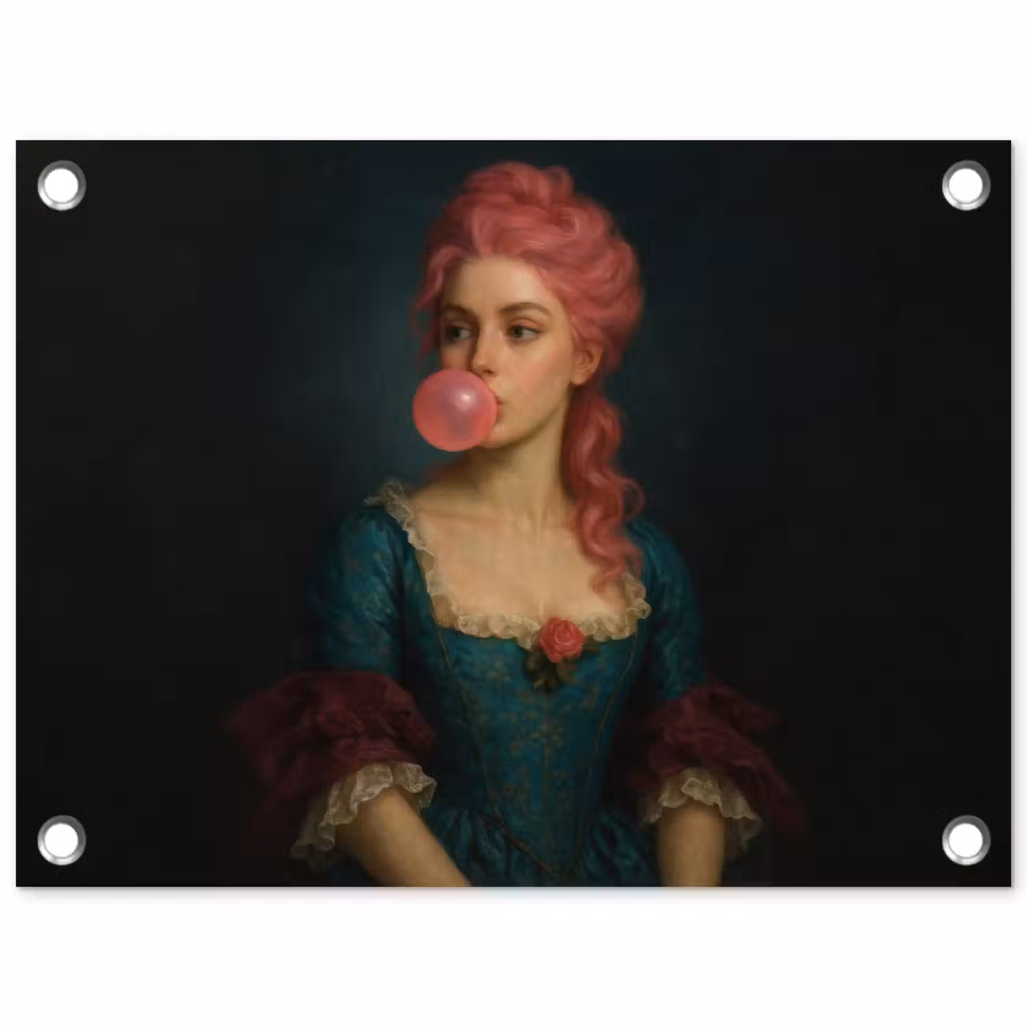 Vrouw - Portret - Kauwgombel tuinposter los doek klein -3d