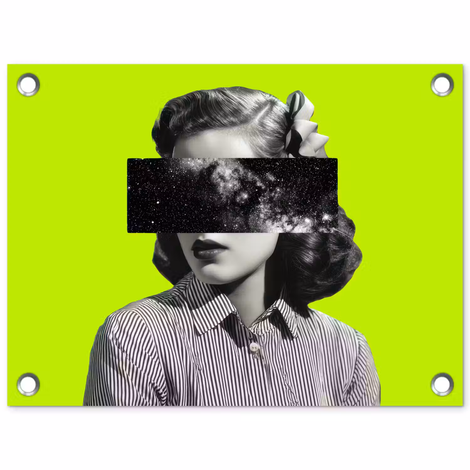 Vrouw - Sterrenhemel - Groen tuinposter los doek klein -3d