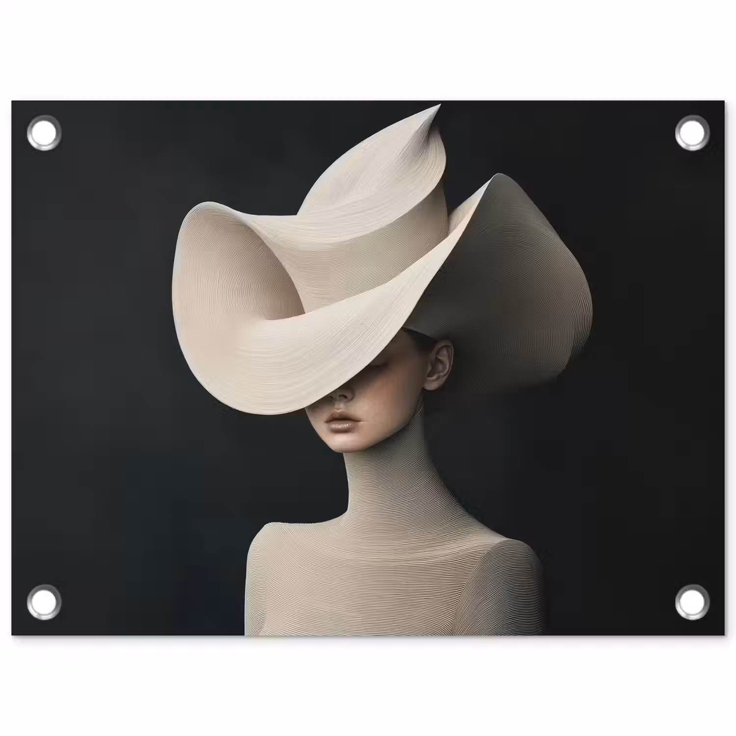 Vrouw - Golvende - Hoed tuinposter los doek klein -3d