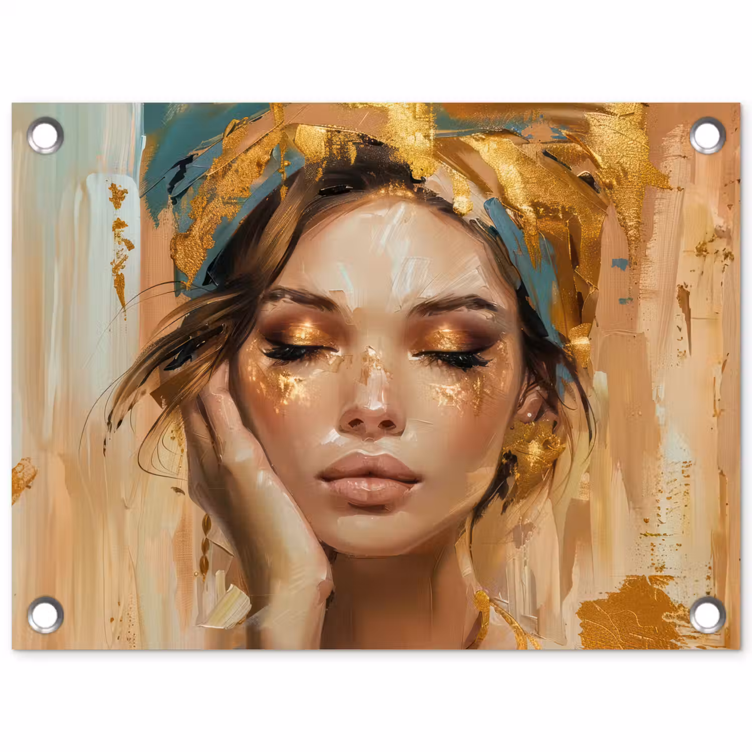 Vrouwen - Portret - Luxe - Goud tuinposter los doek klein -3d
