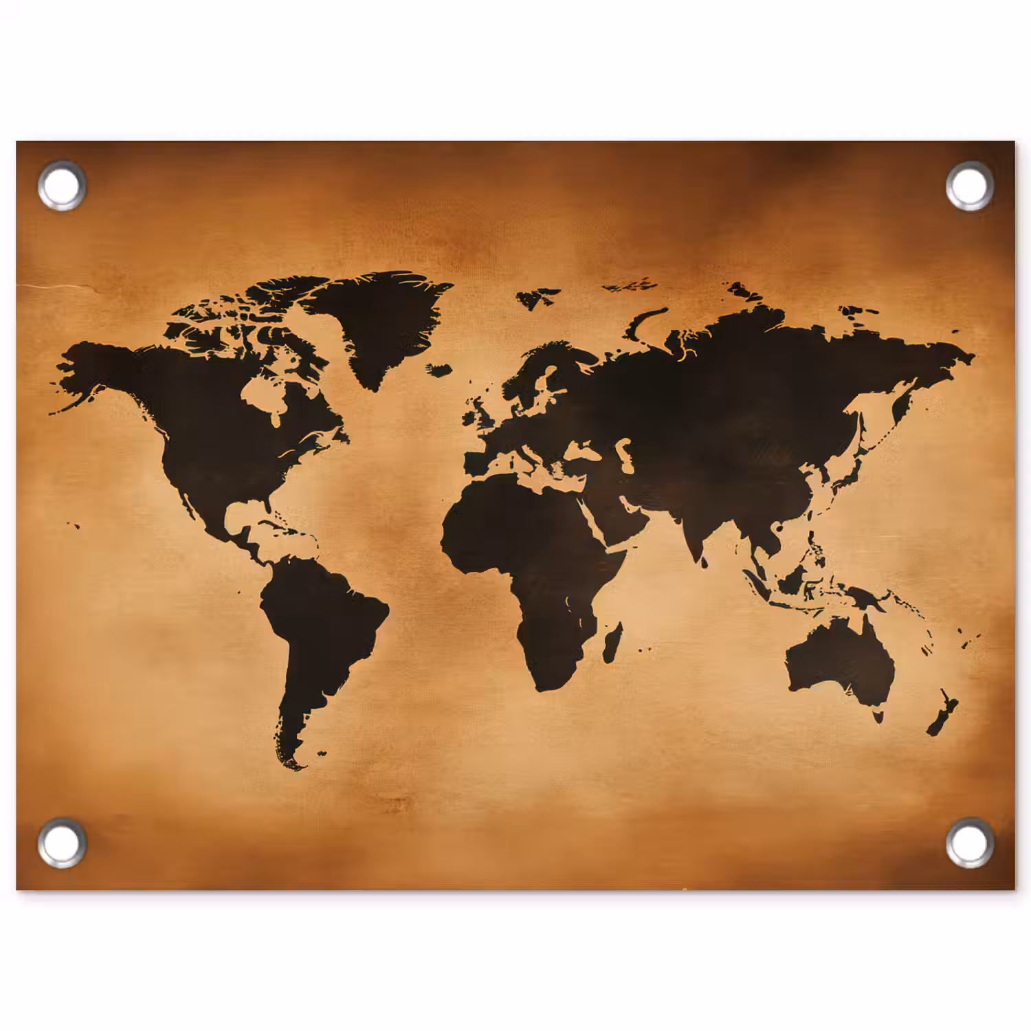 Wereldkaart - Bruin - Kaart tuinposter los doek klein -3d