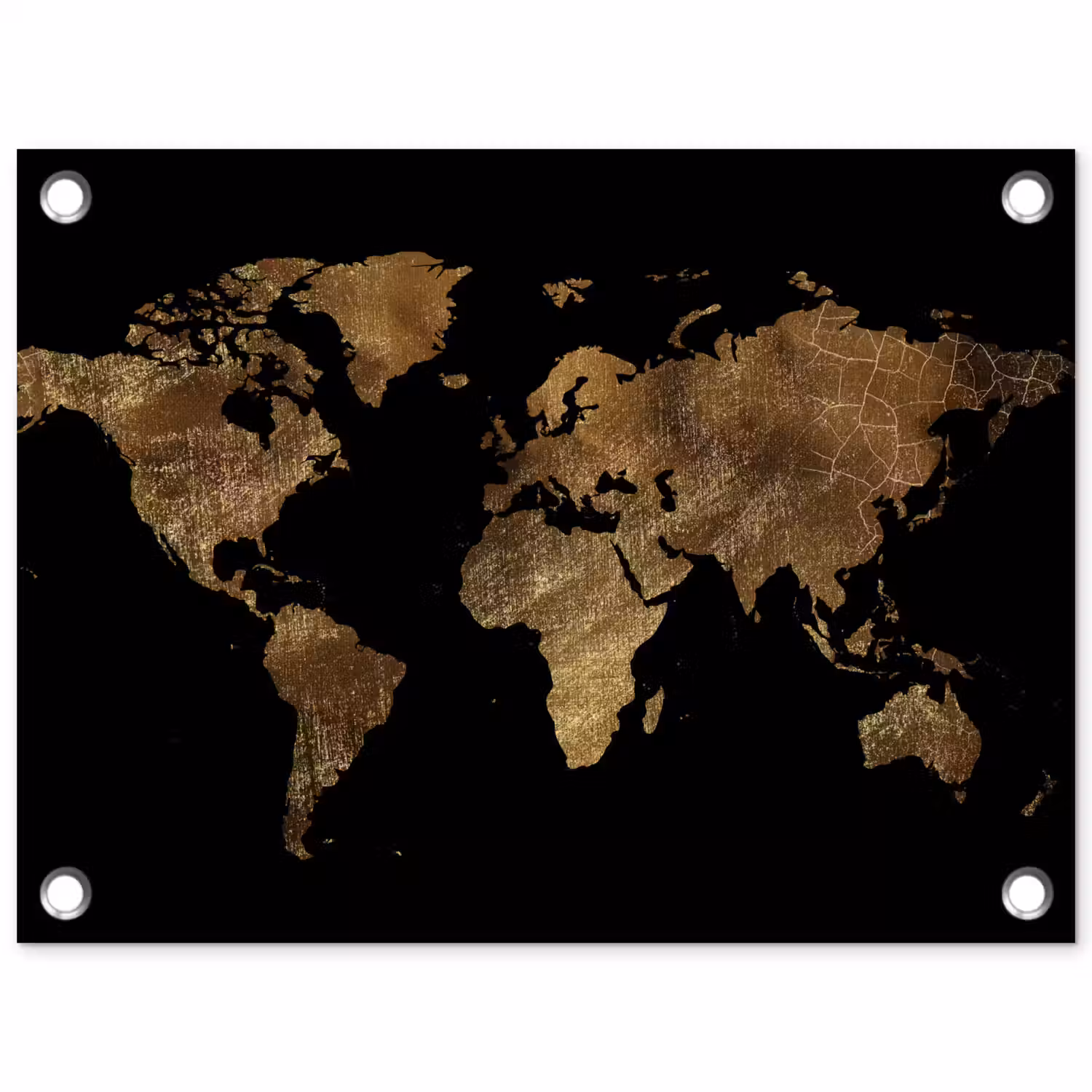 Wereldkaart - Goud - Luxe - Aarde - Zwart tuinposter los doek klein -3d