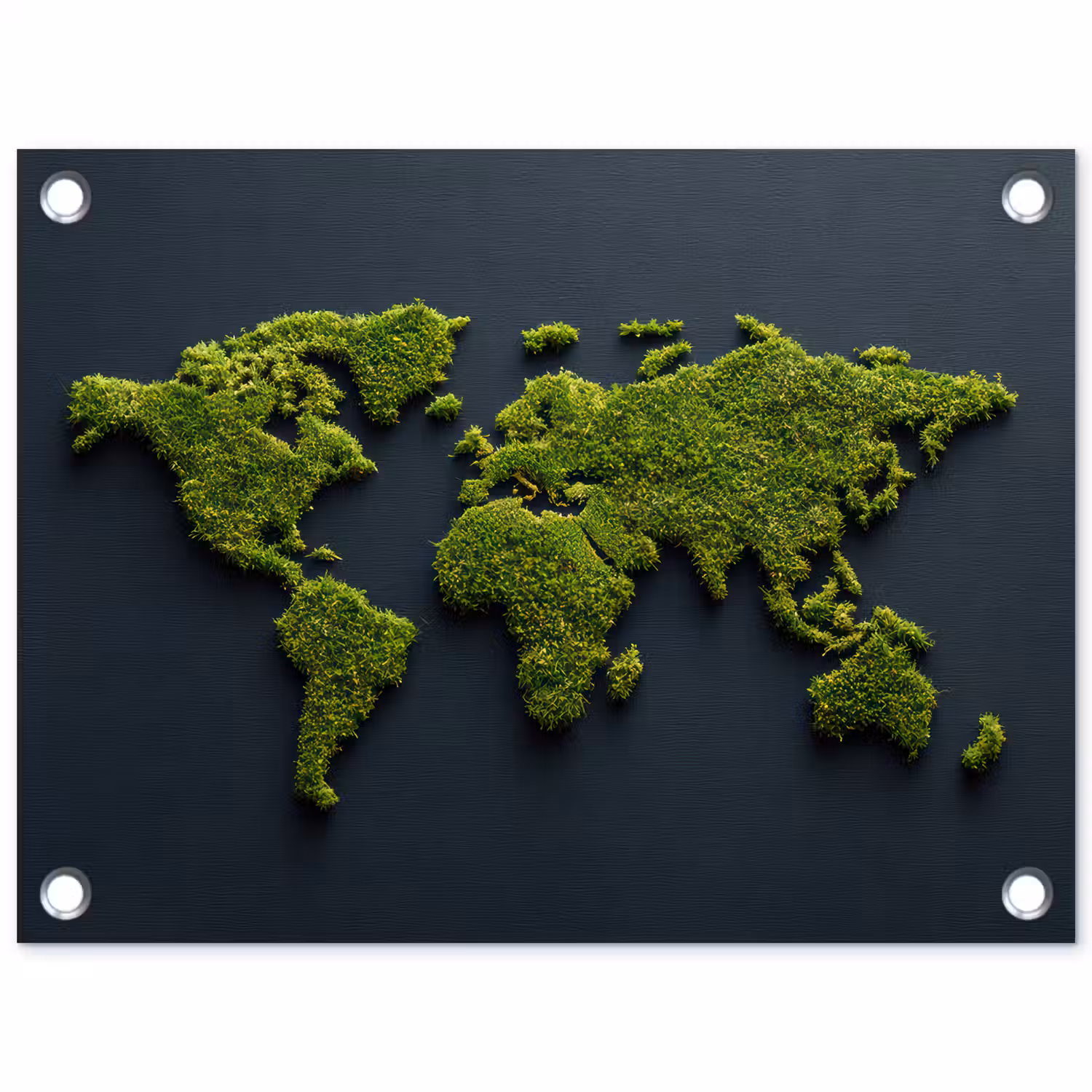 Wereldkaart - Mos -Levendig effect tuinposter los doek klein -3d
