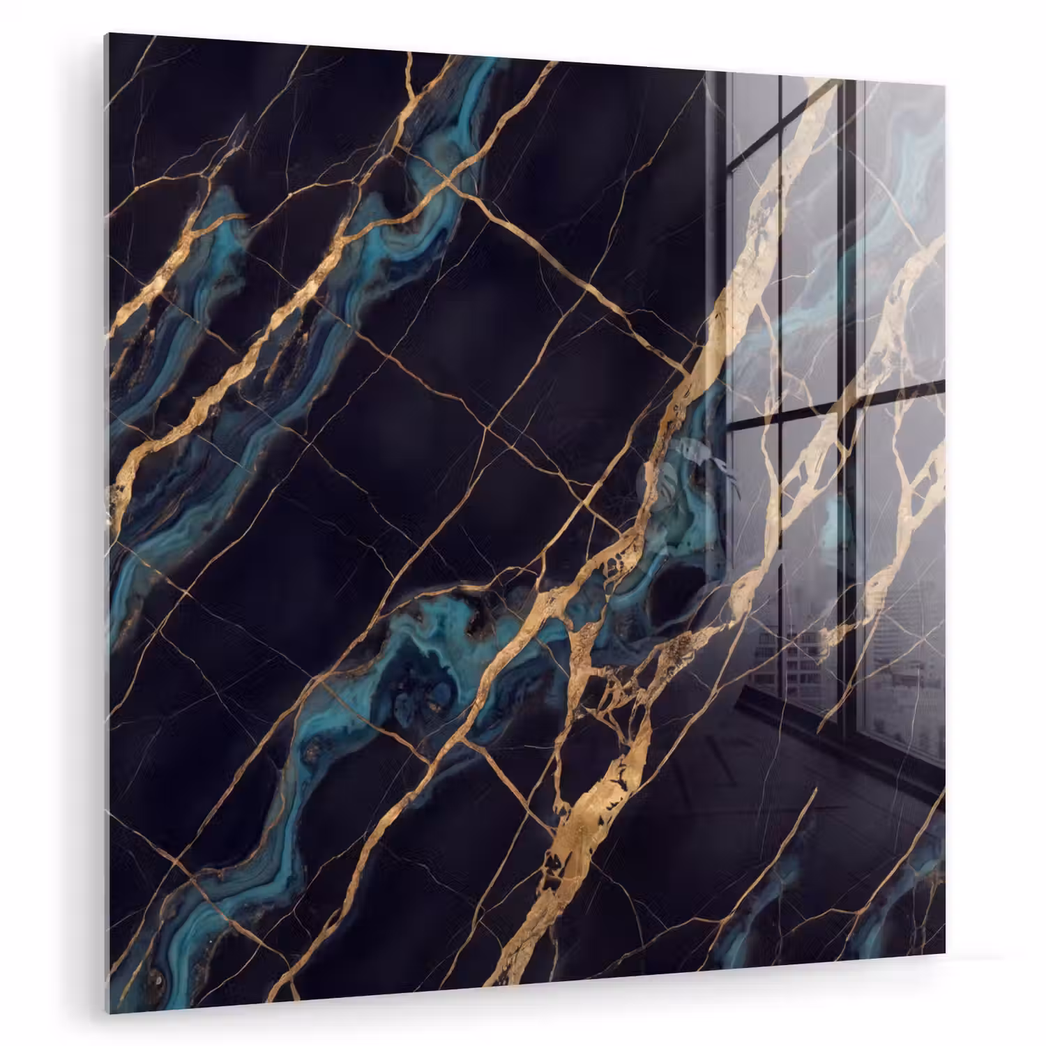 Abstract - Gouden lijnen - Kunst - Modern - Zwart plexiglas 5mm klein -zzzproduct_nieuw