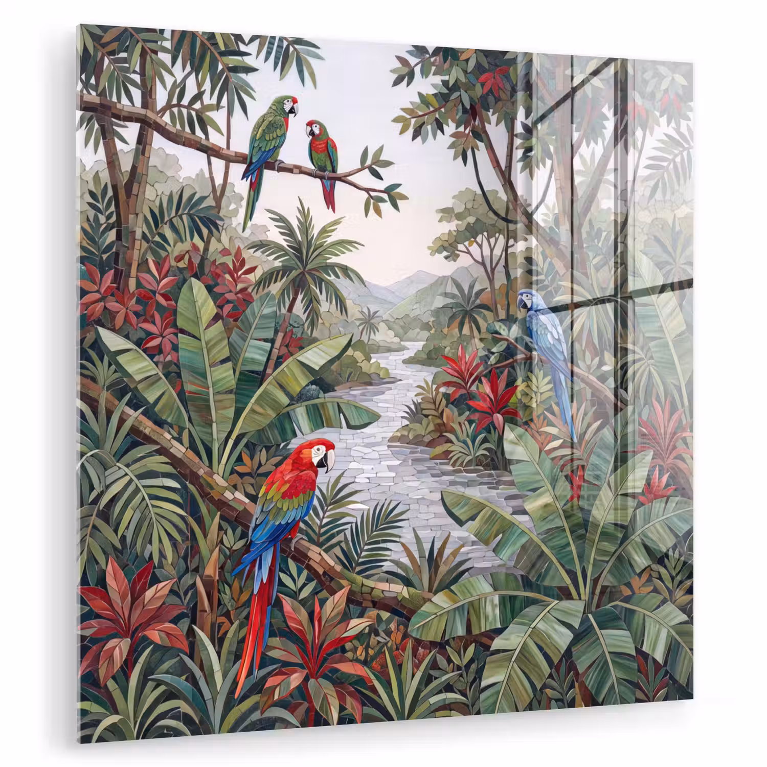 Vogel - Jungle - Natuur - Mozaïek - Groen plexiglas 5mm klein -zzzproduct_nieuw