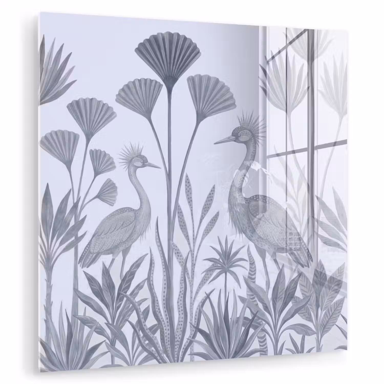 Vogel - Tropisch - Illustratie - Blauwgrijs - Natuur plexiglas 5mm klein -zzzproduct_nieuw