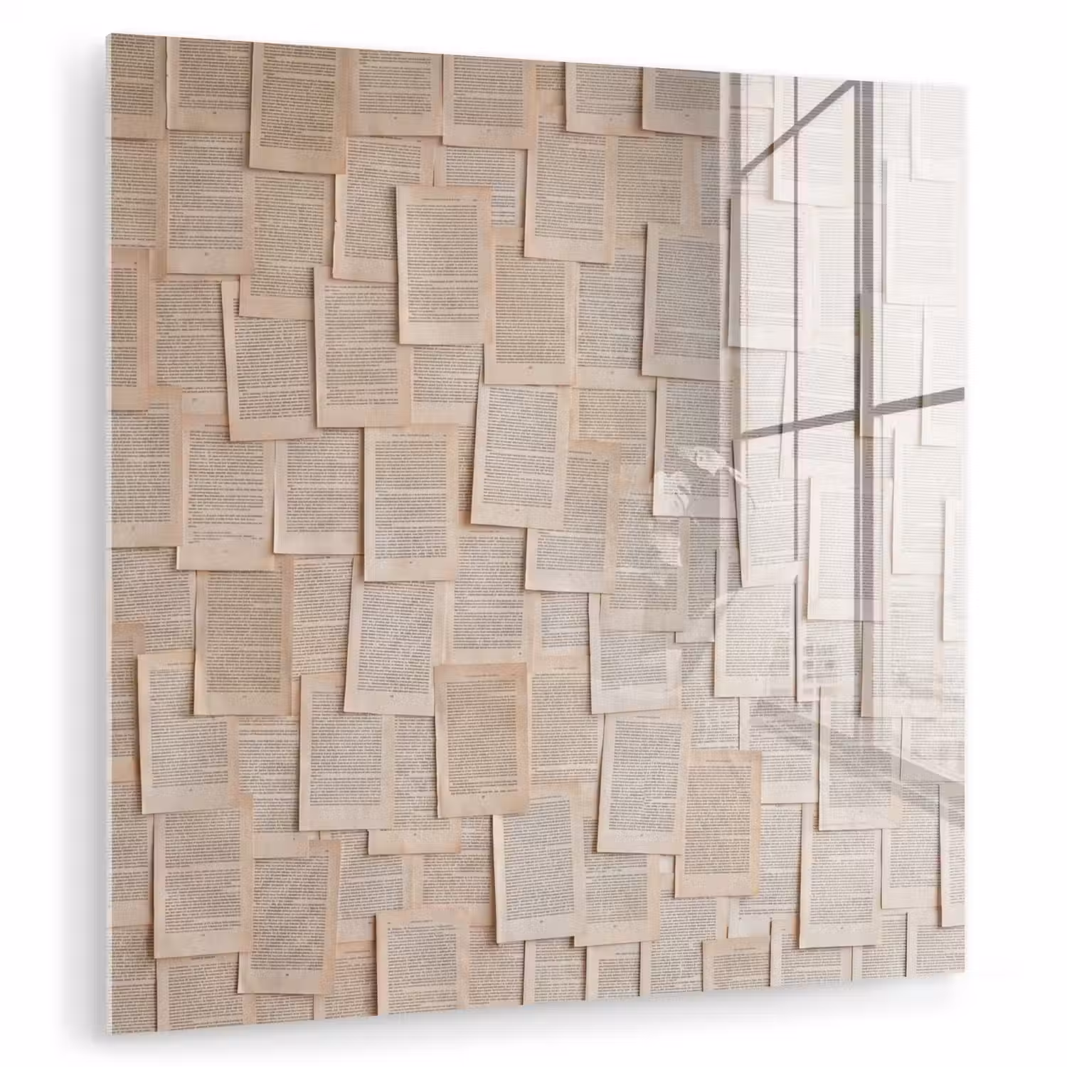 Boekpagina - Collage - Literatuur - Vintage - Beige plexiglas 5mm klein -zzzproduct_nieuw