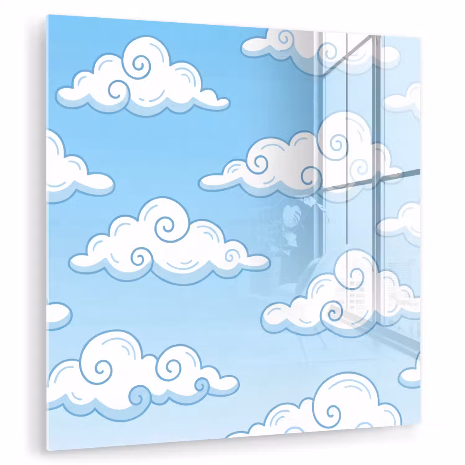 Wolk - Lucht - Cartoon - Blauw - Wit plexiglas 5mm klein -zzzproduct_nieuw