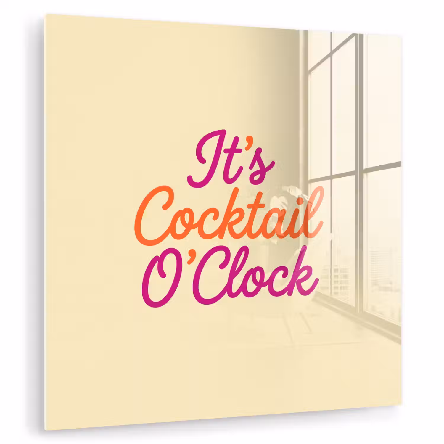 Cocktail O'Clock - Geel - Retro plexiglas 5mm klein -zzzproduct_nieuw
