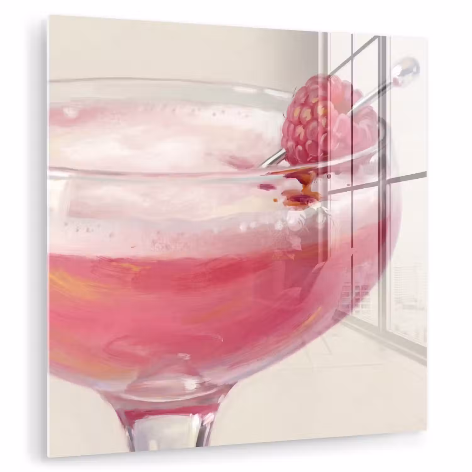 Cocktail - Framboos - Drank - Modern - Roze plexiglas 5mm klein -zzzproduct_nieuw