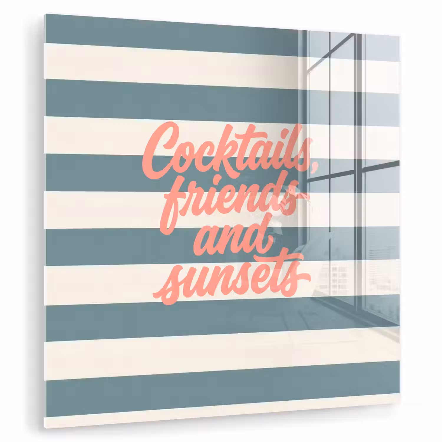 Cocktails - Strepen - Blauw - Koraal plexiglas 5mm klein -zzzproduct_nieuw