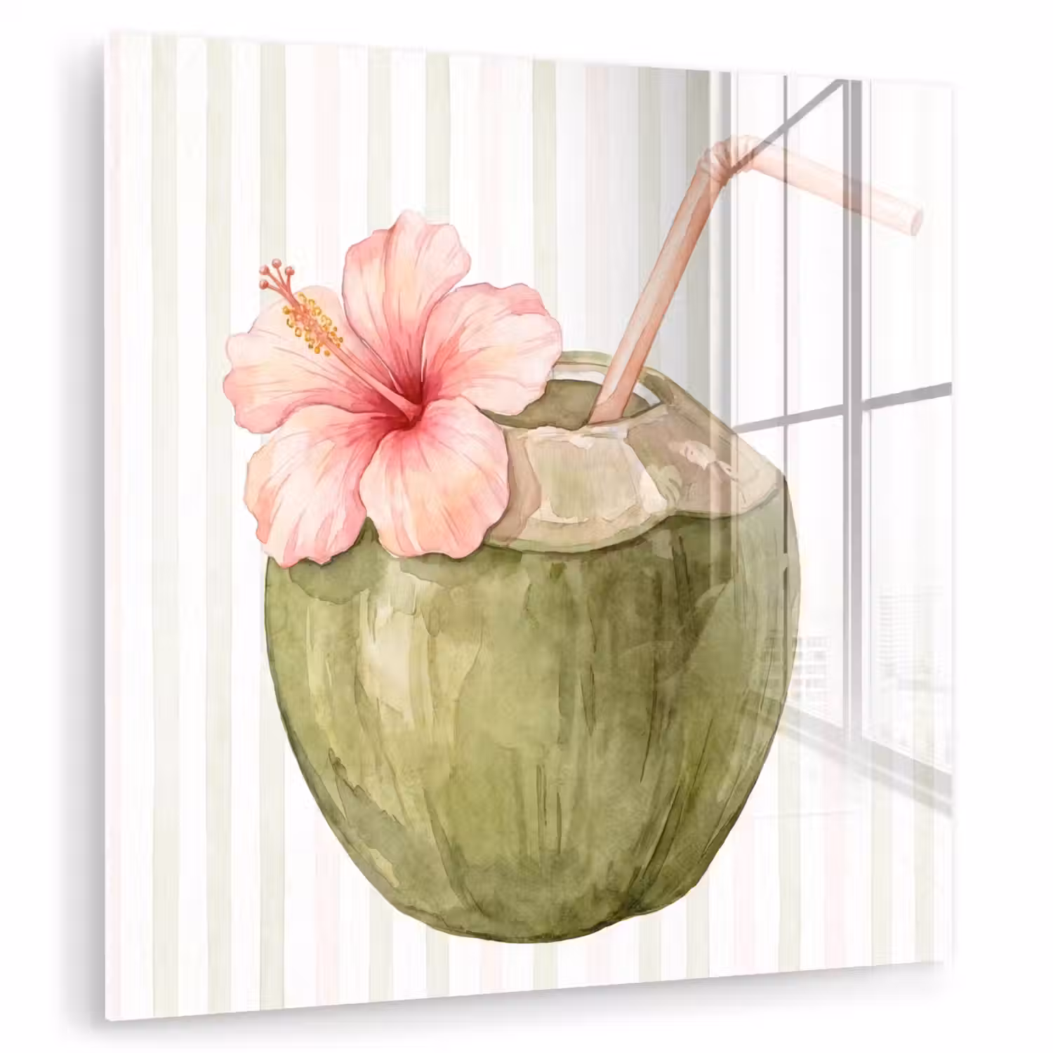 Kokosnoot - Drank - Tropisch - Illustratie - Zomer plexiglas 5mm klein -zzzproduct_nieuw