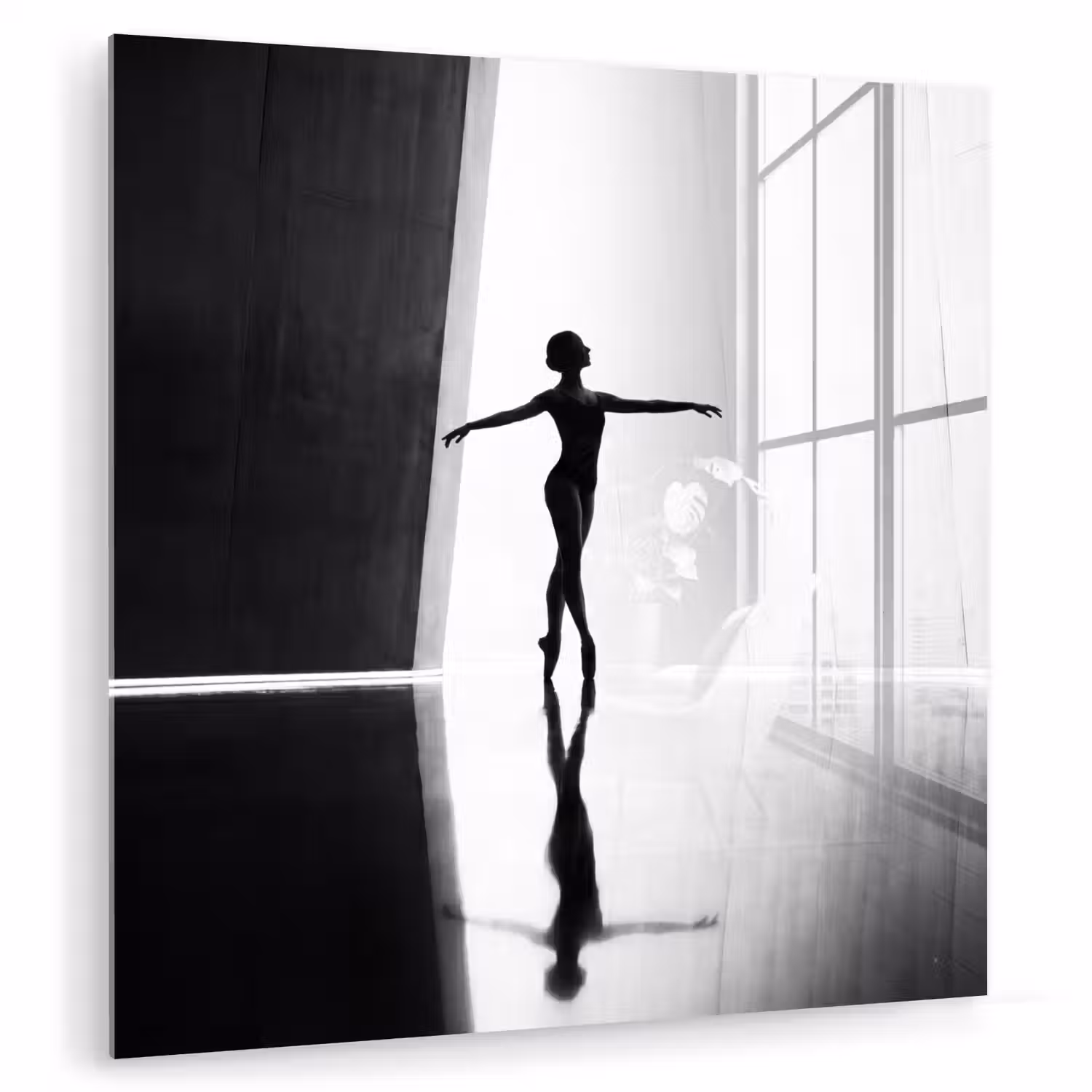 Danser - Silhouette - Kunst - Modern - Zwart-wit plexiglas 5mm klein -zzzproduct_nieuw