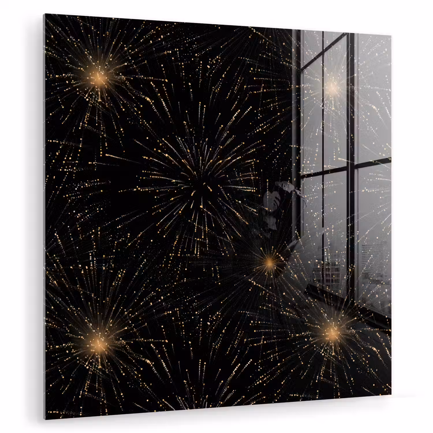 Vuurwerk - Patroon - Feestelijk - Goud - Zwart plexiglas 5mm klein 11 -zzzproduct_nieuw
