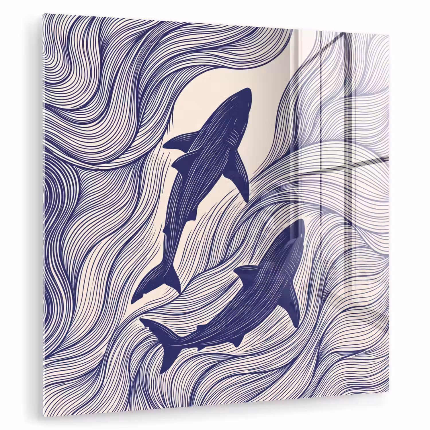 Vis - Oceaan - Lijntekening - Blauw - Dieren plexiglas 5mm klein -zzzproduct_nieuw