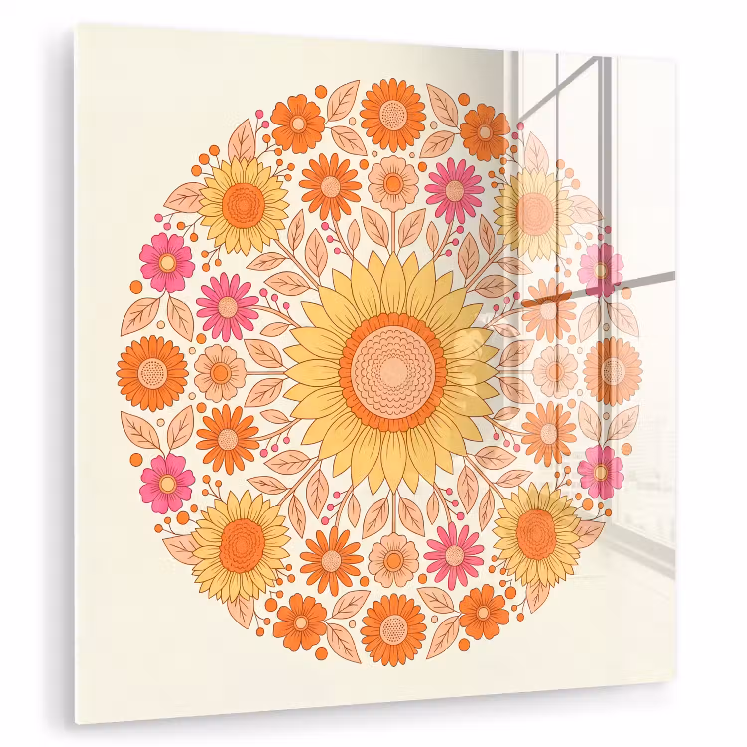 Bloemen - Mandala - Patroon - Kleurrijk plexiglas 5mm klein -zzzproduct_nieuw