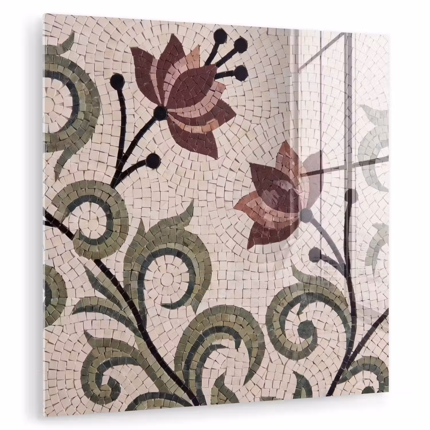 Bloemen - Mozaïek - Patroon - Abstract - Groen plexiglas 5mm klein -zzzproduct_nieuw