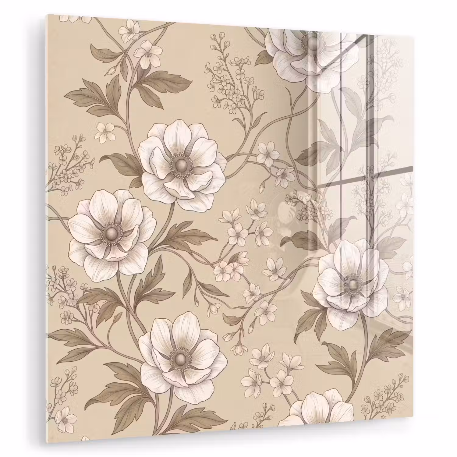 Bloemen - Patroon - Beige plexiglas 5mm klein -zzzproduct_nieuw