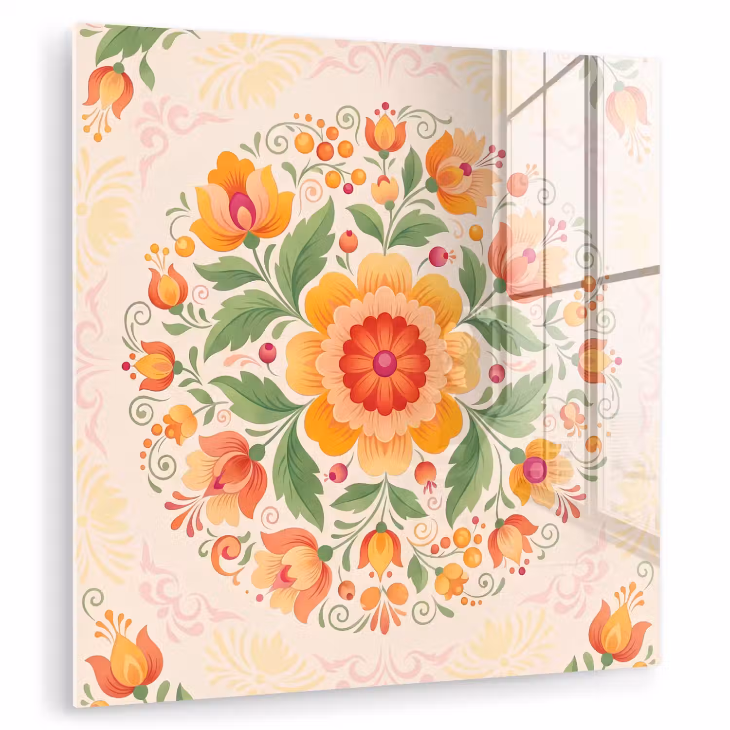 Bloemen - Patroon - Decoratief - Oranje plexiglas 5mm klein -zzzproduct_nieuw