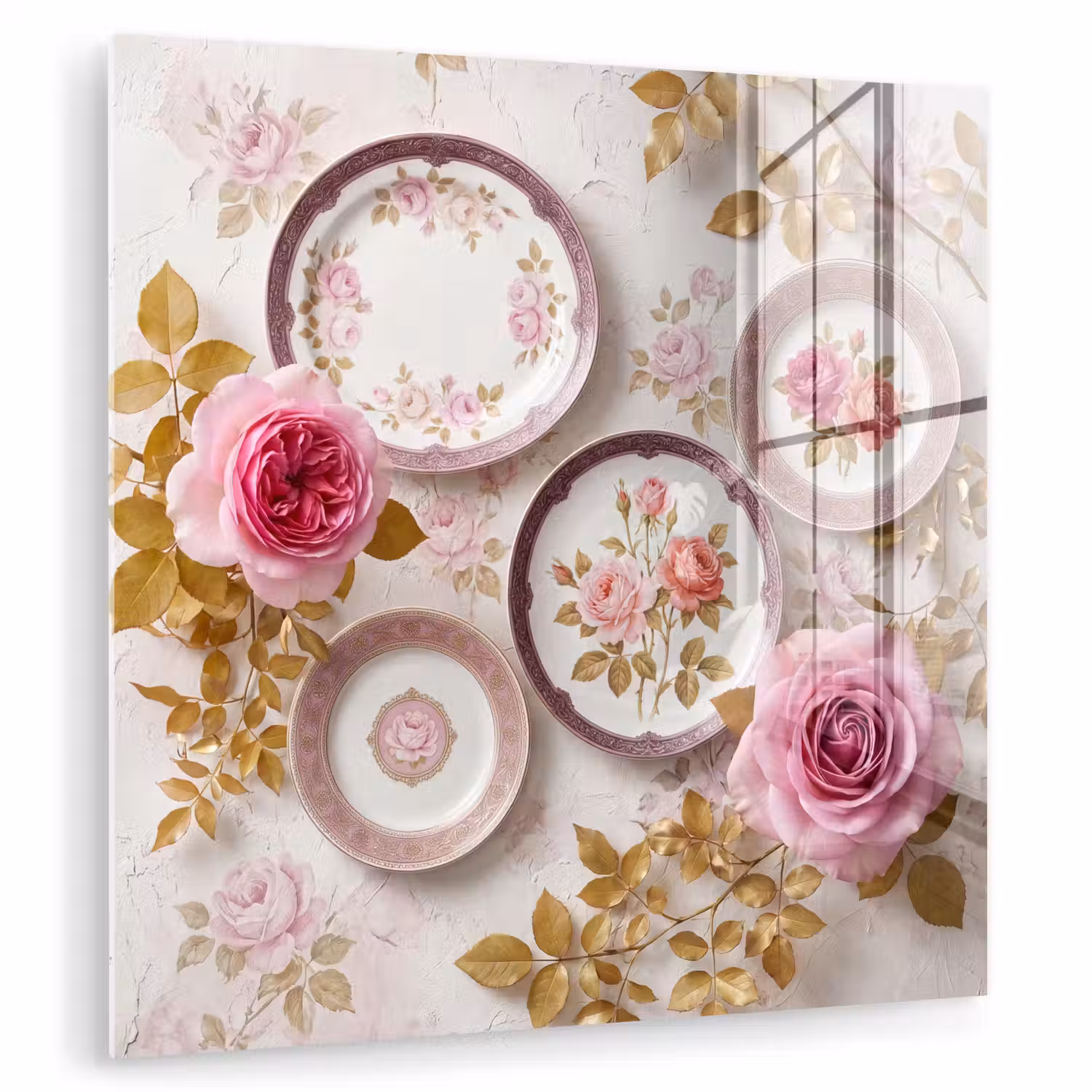 Bloemen - Patroon - Vintage - Roze - Decoratie plexiglas 5mm klein -zzzproduct_nieuw