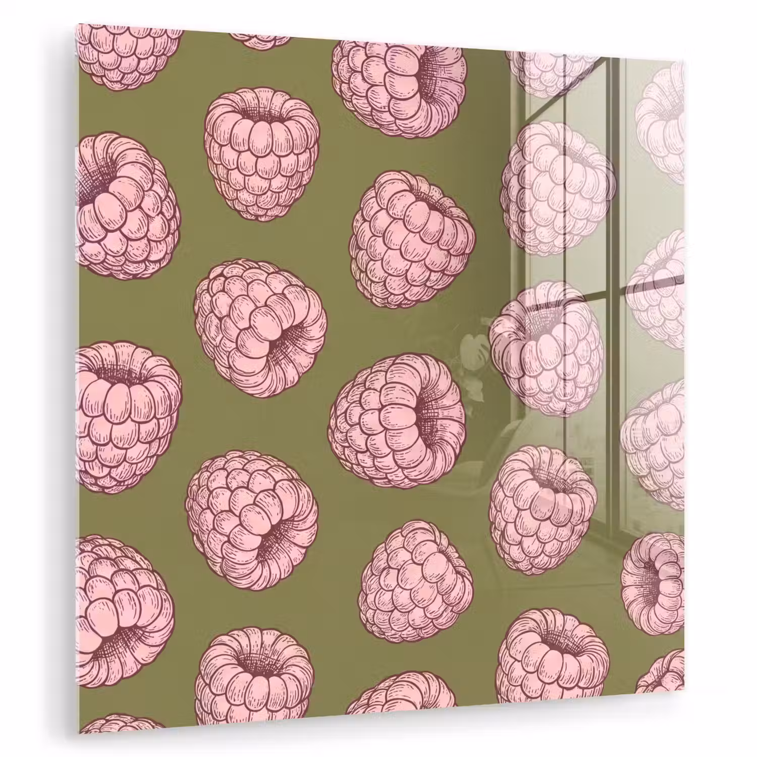 Eten - Patroon - Illustratie - Roze - Groen plexiglas 5mm klein -zzzproduct_nieuw