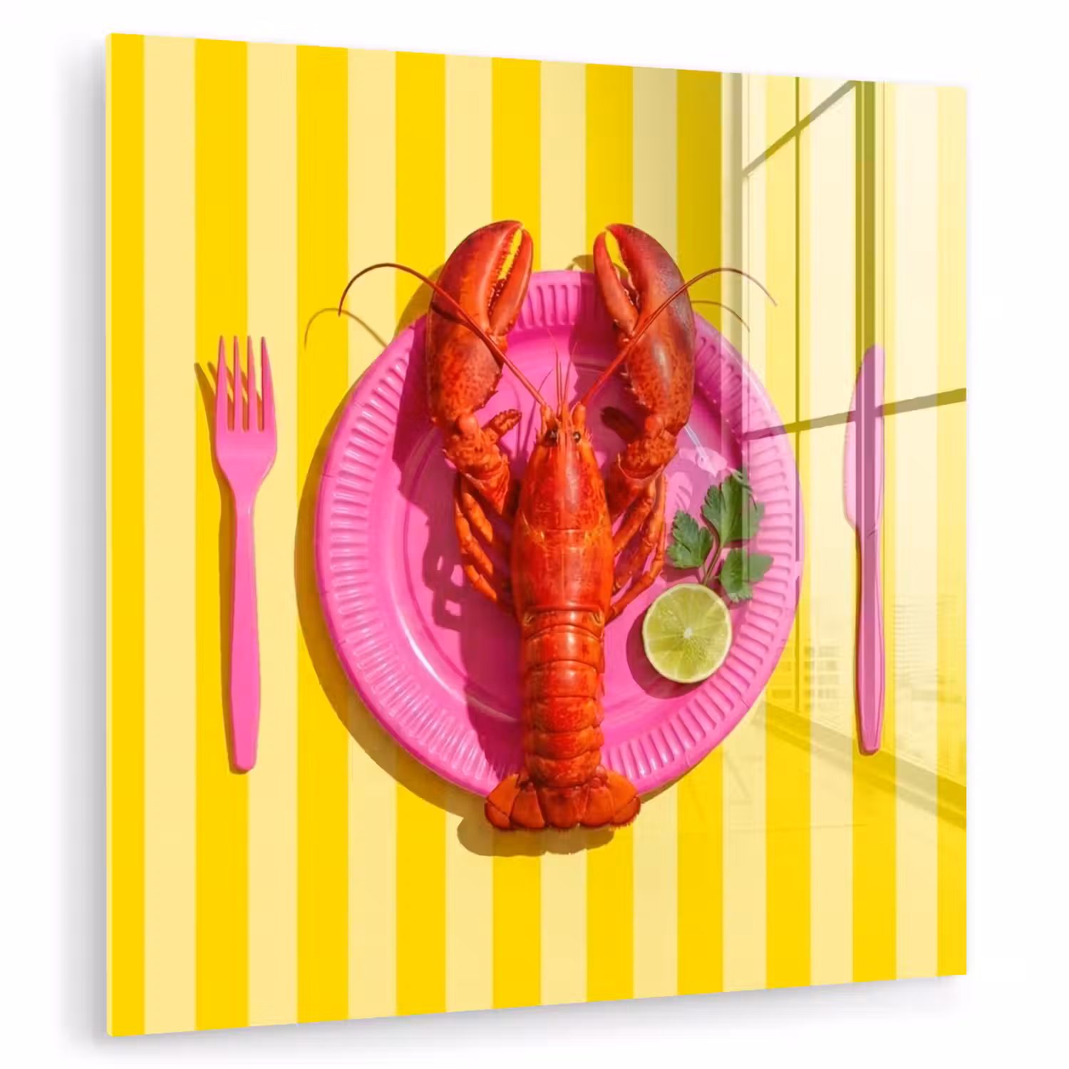 Eten - Roze - Geel - Modern - Culinaire plexiglas 5mm klein -zzzproduct_nieuw
